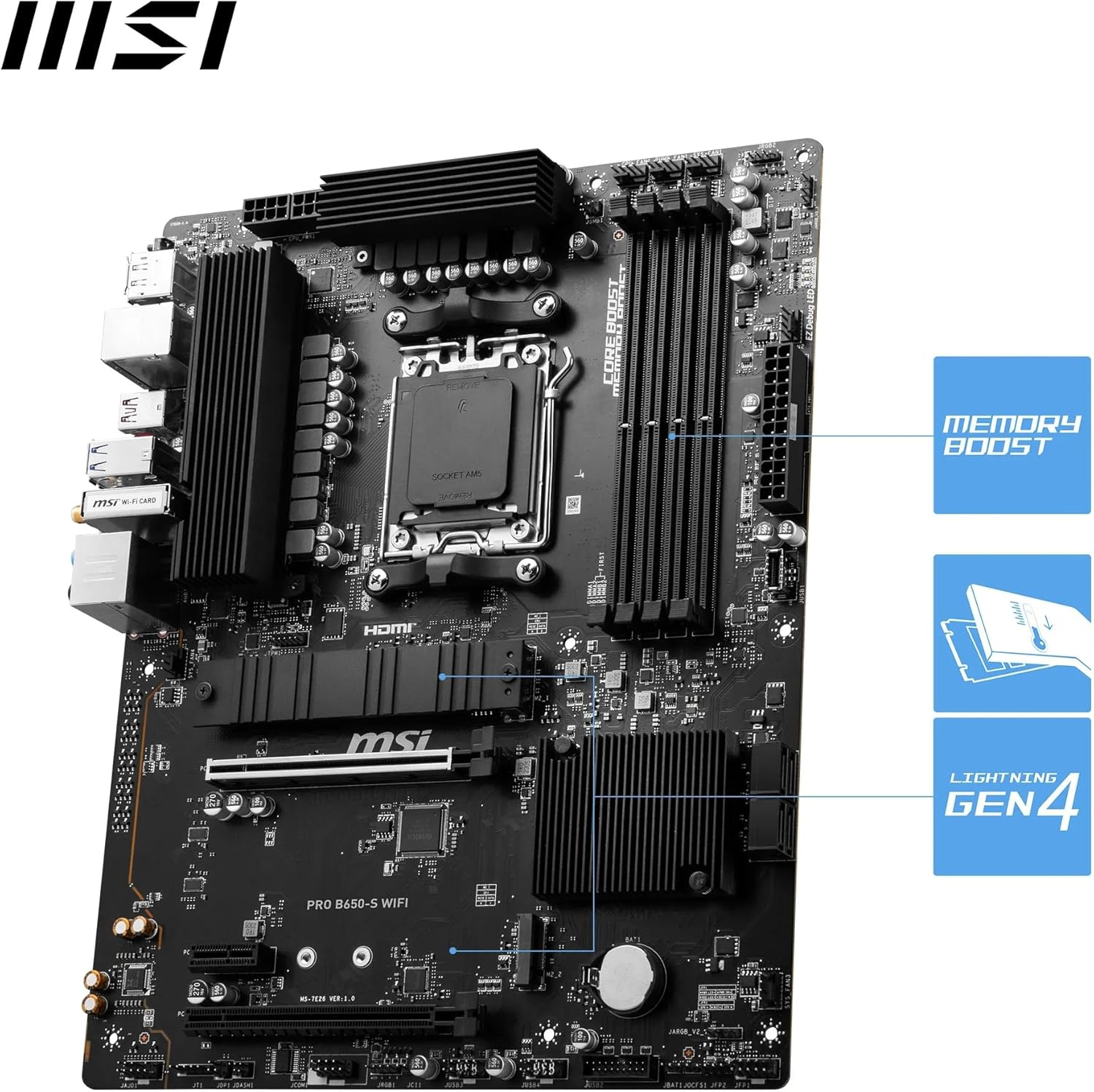 MSI AM5 ATX PRO B650-S WIFI DDR5 Motherboard image number 3
