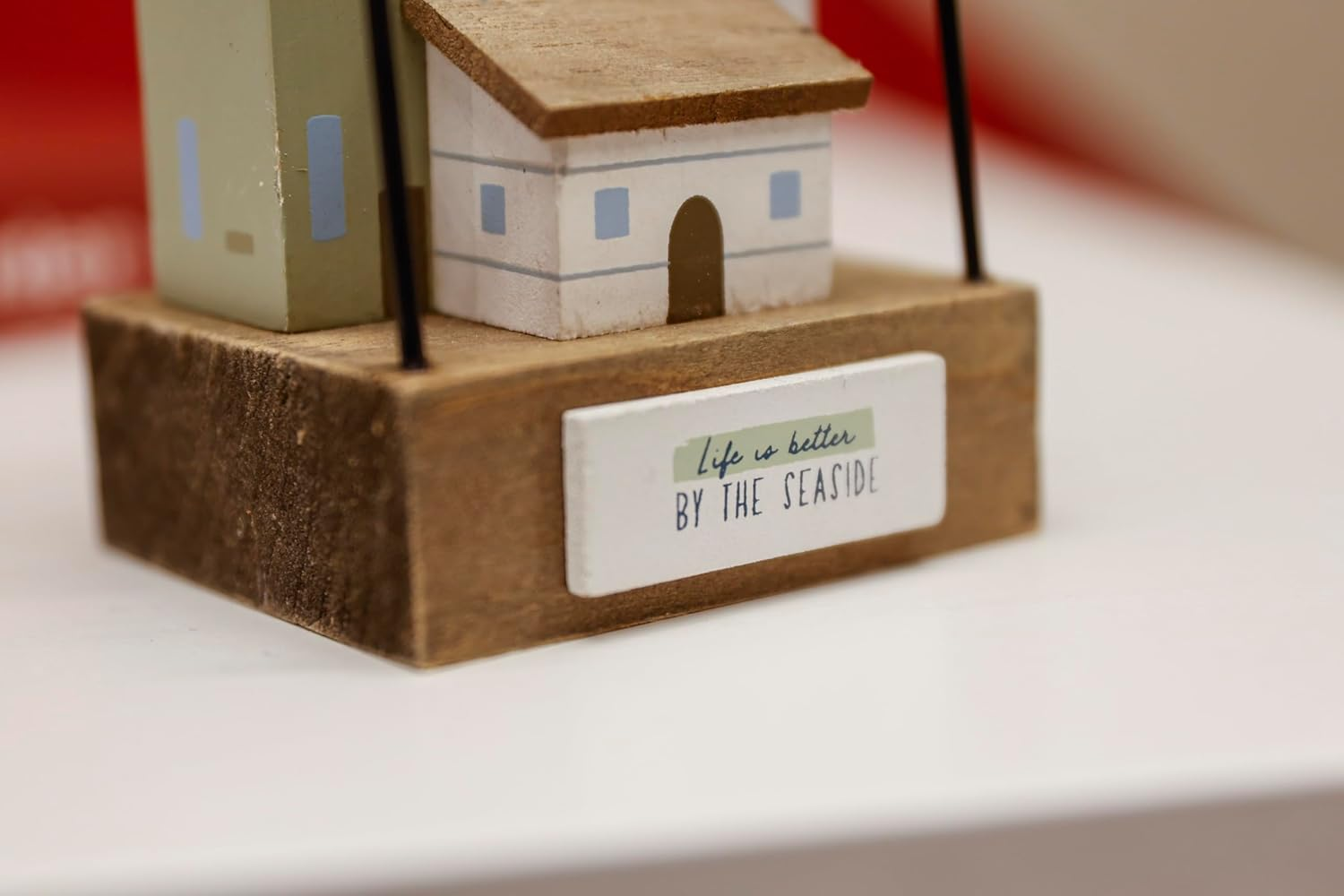 Ballarart CO. Rustic Seaside Miniature House Decor, MDF Wooden Coastal Village Ornament, Home Office Shelf Decoration, 5.5 X 5.3 X 8 Cm