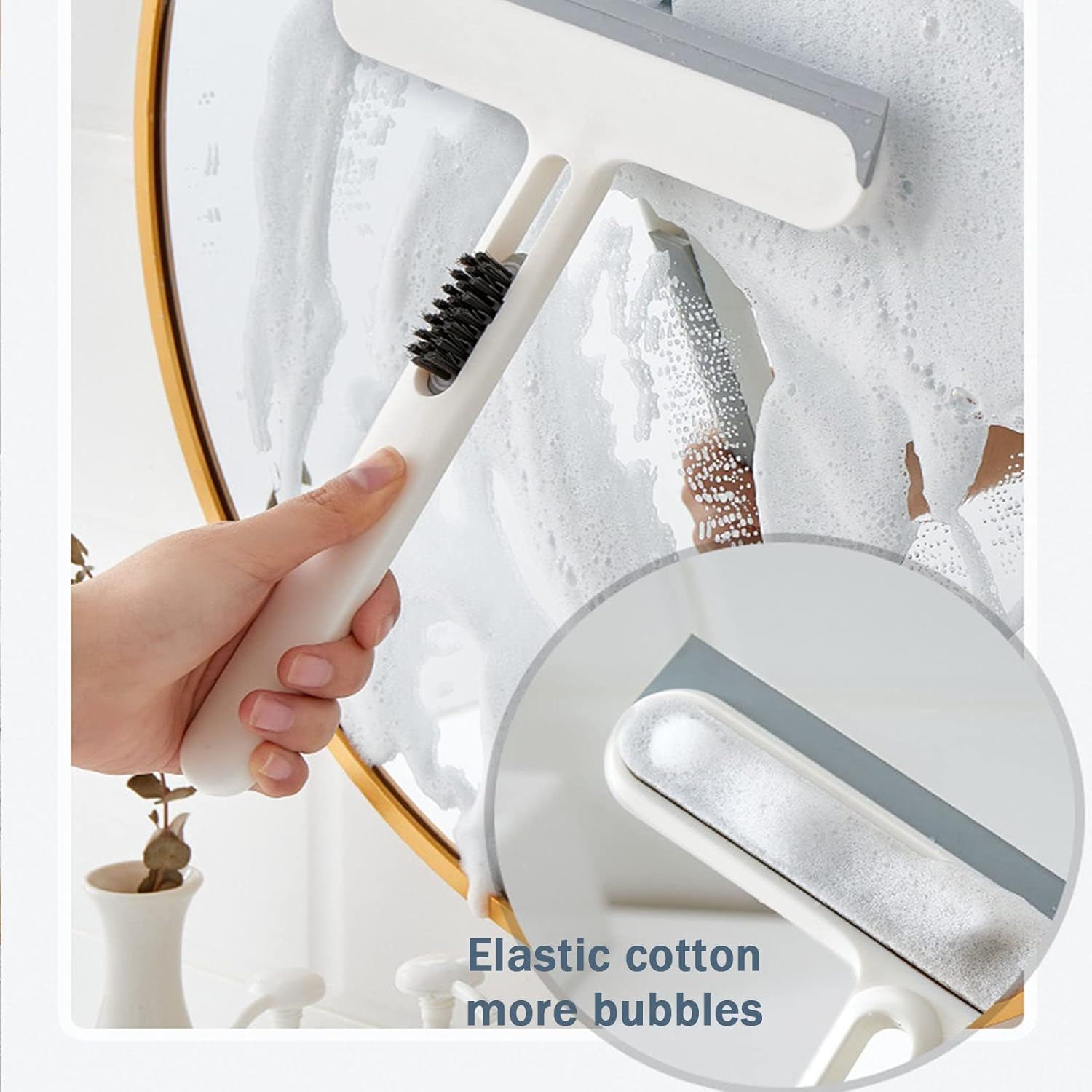 Squeegee for Shower Glass Door,Window Squeegee,3 in 1 Floor Squeegee with Brush,Shower Squeegee for Glass Doors,Shower Doors, Windows, Mirrors,Tiles and Car Glass image number 1