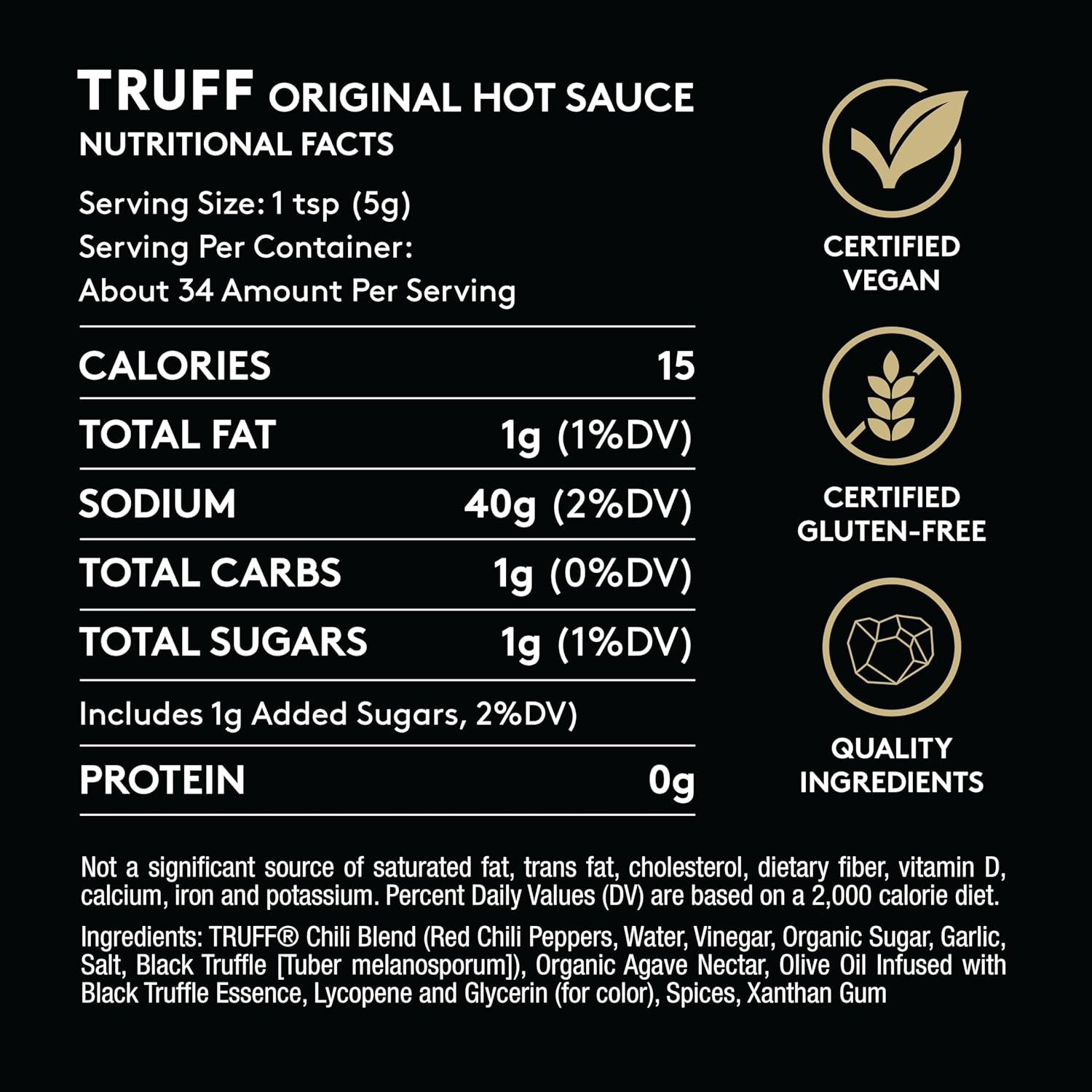 TRUFF Hot Sauce, Gourmet Hot Sauce with Ripe Chilli Peppers, Black Truffle Oil, Organic Agave Nectar, Unique Flavour Experience in a Bottle, 170G. image number 5