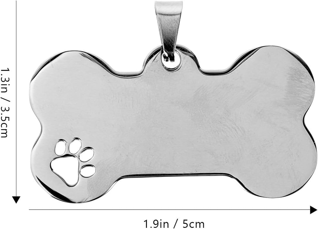Kisangel 10Pcs Stainless Steel Dog Tags, Blank Bone Shape ID Tags for Pet Collars Lightweight Design image number 1