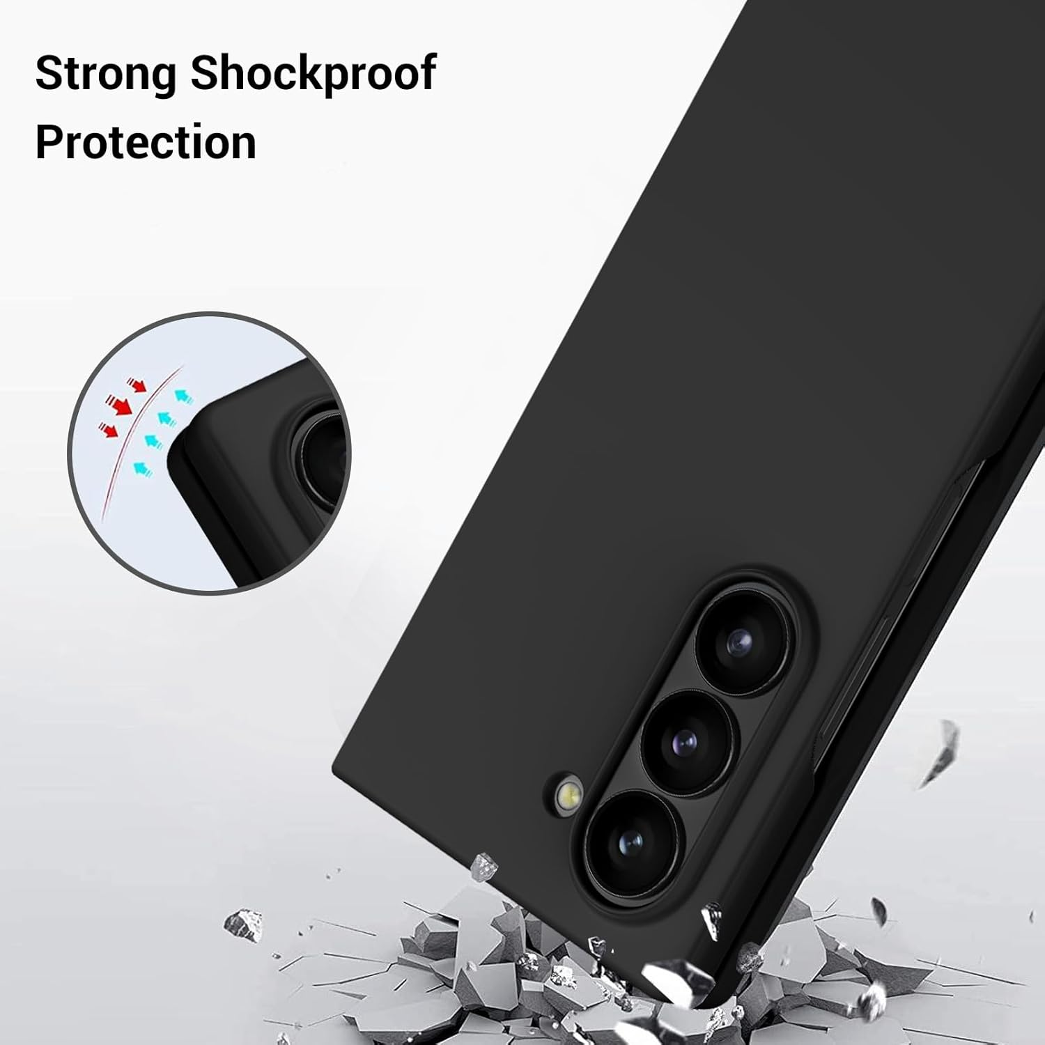 Gaobao Slim Fit Samsung Galaxy Z Fold 6 Case [Built-In Screen Protector] Soft Shockproof Full Body Protective Phone Case Covers for Samsung Galaxy Z Fold 6 (7.6 Inch), Black image number 6