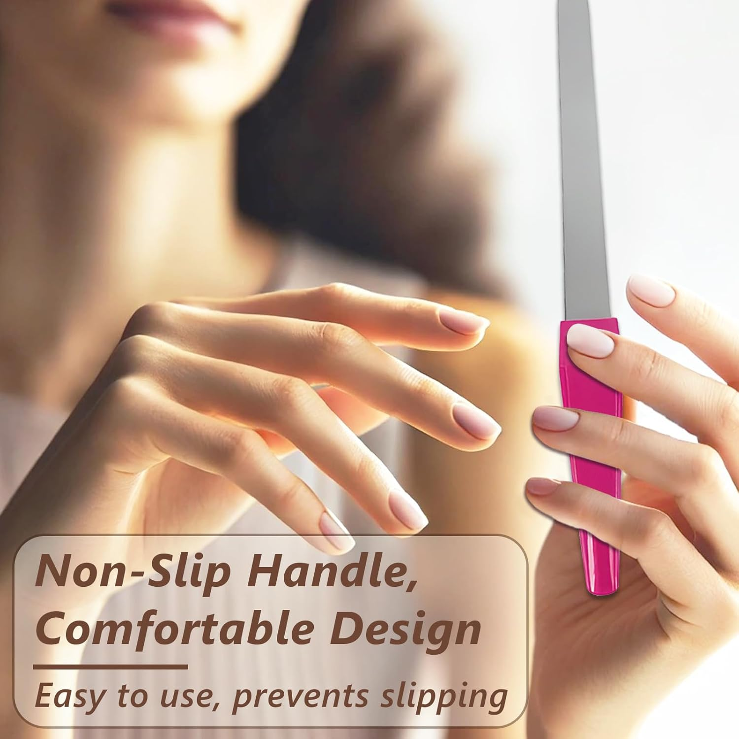 Metal Nail File Set (12 Pcs) - Stainless Steel Nail Files for Natural Nails, Sword-Shaped Fingernail Files with Non-Slip Handle, Sharp Tip, and Sapphire Grit for Women and Men image number 1