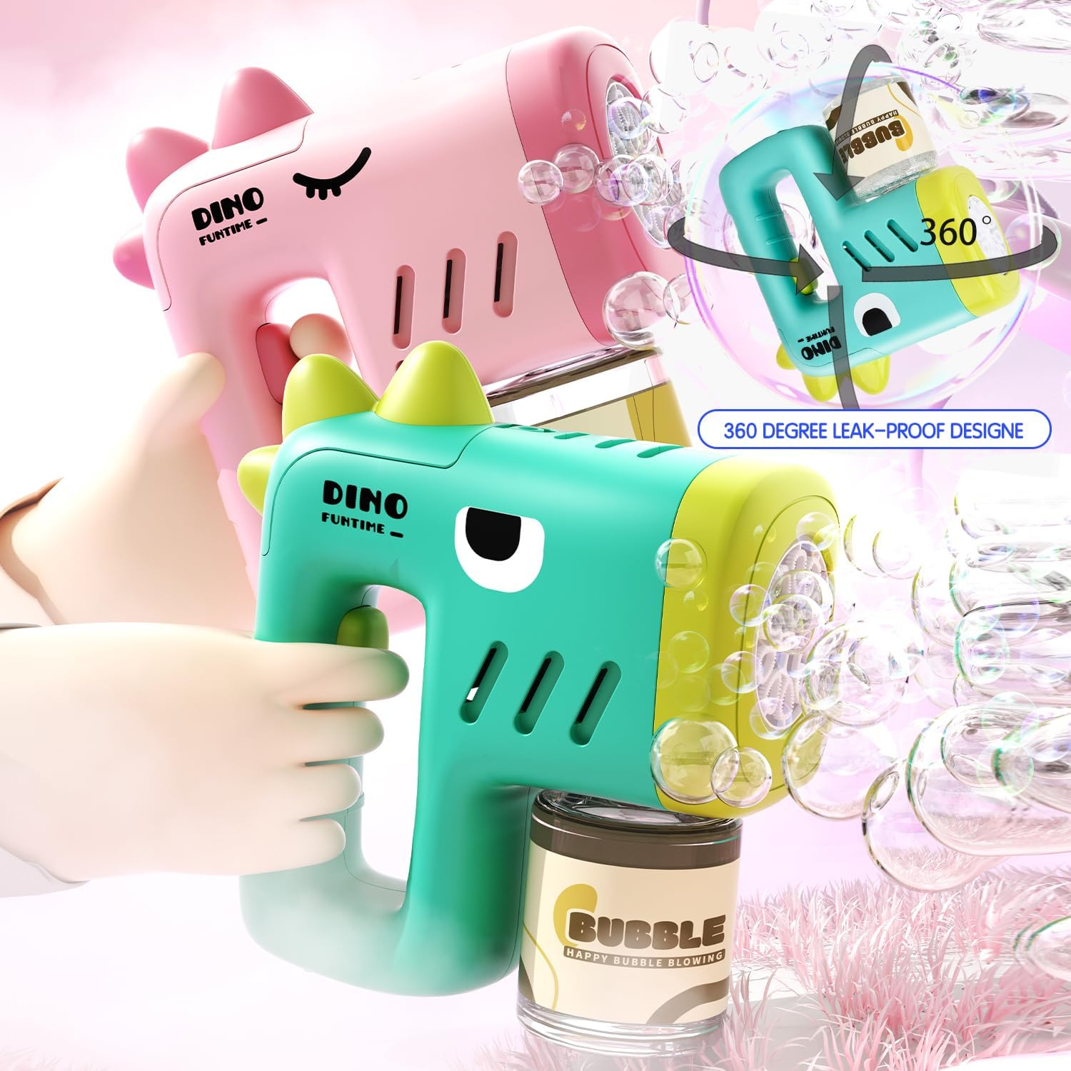 2 Pack Bubble Gun Machine for Kids, Automatic 10 Hole Light up Bubble Blower with 4 Refill Solution, Bubble Guns Blaster for Toddlers, Outdoor Toys Gifts, Wedding, Christmas Party Favor image number 4