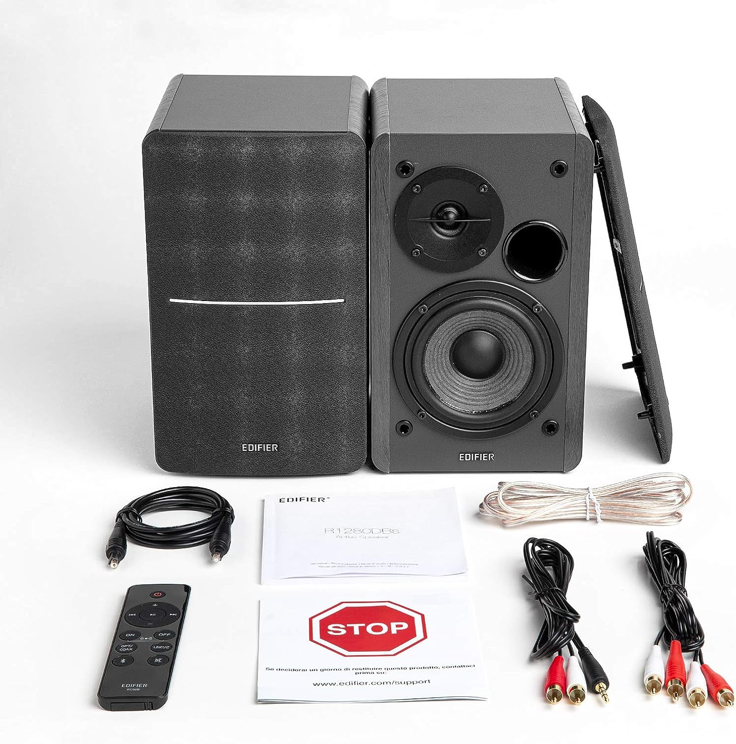 Edifier【Upgraded】 R1280Dbs Active Bluetooth Bookshelf Speakers - Optical Input - 2.0 Wireless Studio Monitor Speaker - 42W RMS with Subwoofer Line Out - Black - Brown image number 2