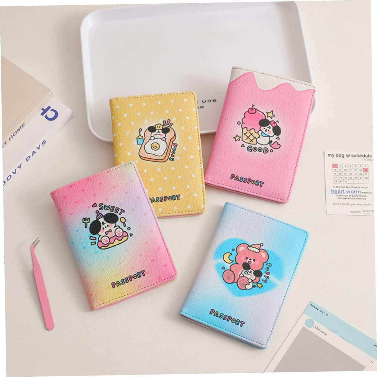 LIFKOME 5Pcs Multiple Passport Holder Credit Card Slot Men Passport Wallet for Men Pu Style Travel Organizer