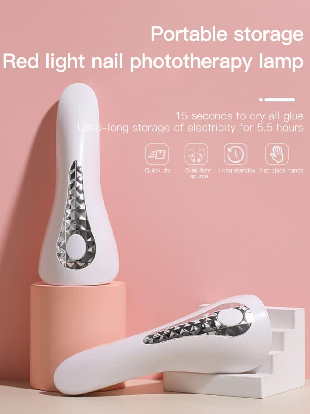 Nail Dryer Nail Art Lamp 18W Mini Nail Fan Quick Dry for Regular Nail Polish Uv Dryer Rechargeable Portable DIY Nail Phototherapy Machine Nail Lamp image number 4