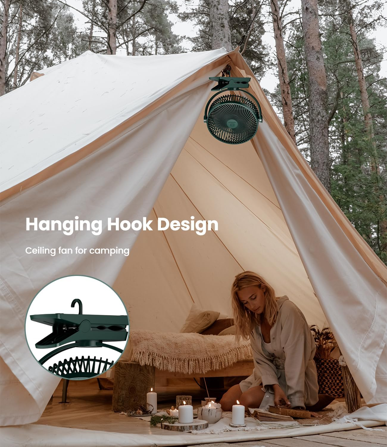 10000Mah Battery Operated Clip on Fan, 4 Powerful Speeds, Quiet, 8 Inch, Max 38 Hrs, Rechargeable USB Personal Fan for Stroller Golf Cart Camping Desk Office Bedroom-Dark Green image number 2