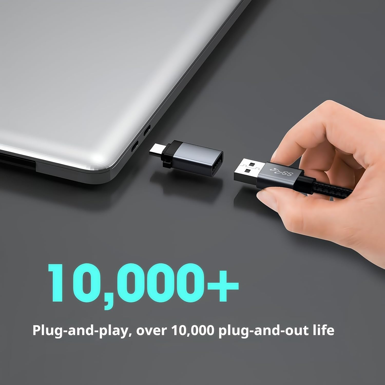 OUGCYG 10Gbps USB C to USB Adapter (2 Pack), USB 3.2 Gen 2 Fit Side by Side, USB C Male to USB a Female Converter for Ipad, Imac, Macbook Pro and Thunderbolt 4/3 Devices with USB Type-C image number 1