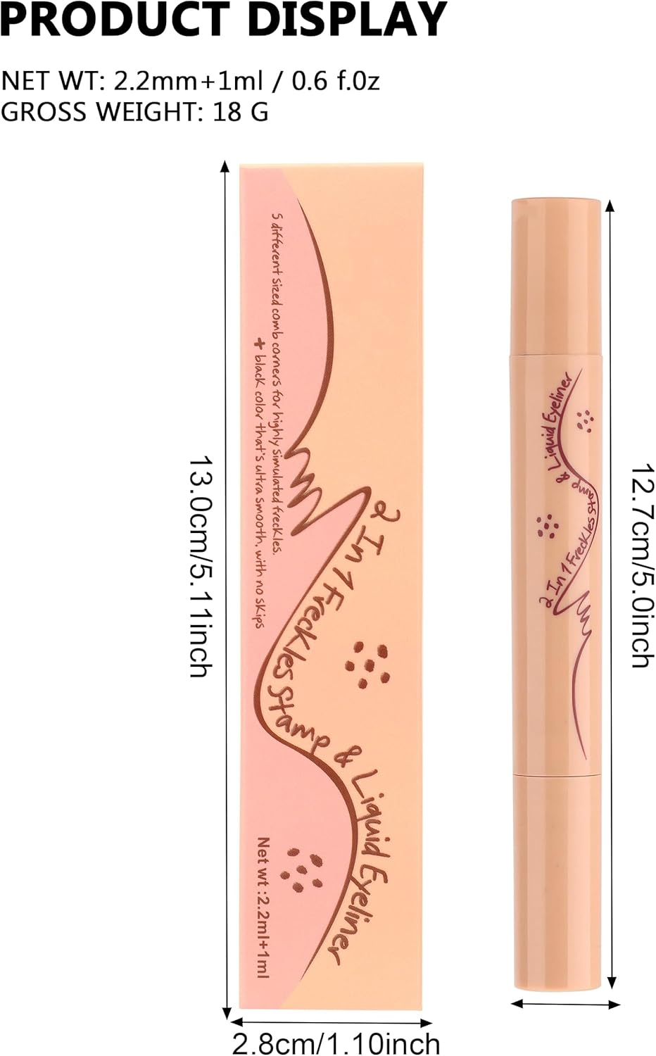Erinde Eyeliner Freckle Pen, Natural 2 in 1 Liquid Freckle Stamp & Smudge-Proof Liquid Eyeliner, Long Lasting Waterproof Freckles Tattoo Marker, High Pigment Eye Liners #02 image number 1