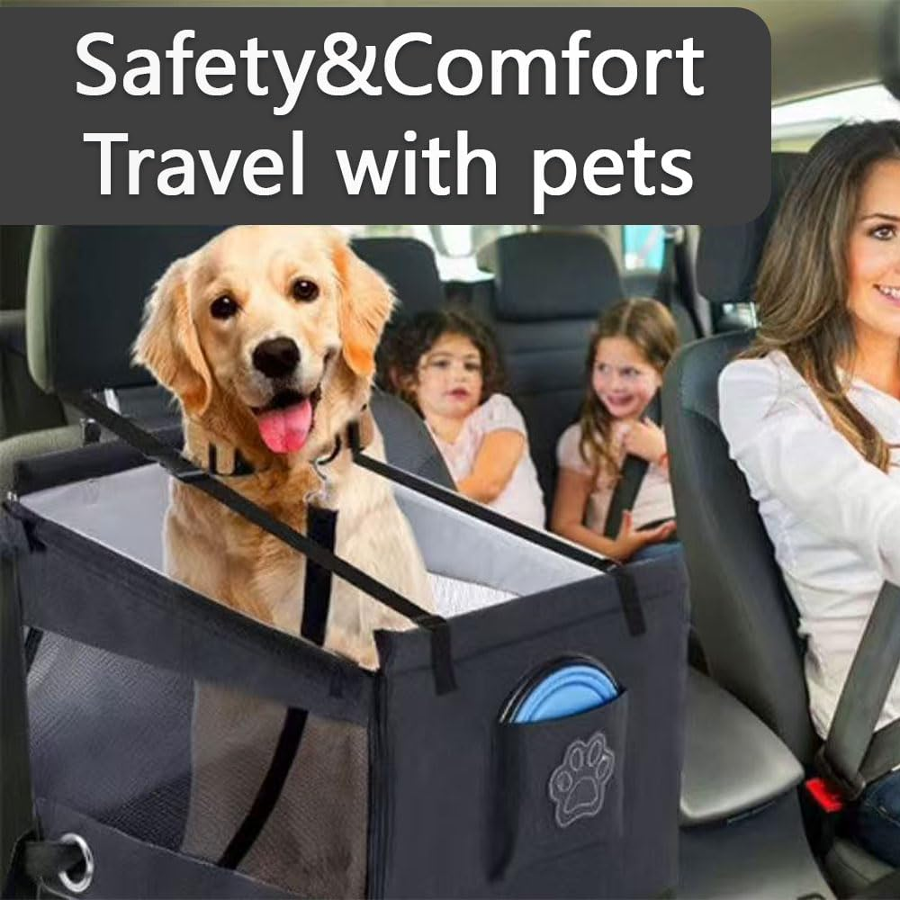 Dog Car Seat for Medium & Large Dogs &ndash; Waterproof Back Seat Extender with Hammock Design, Detachable Washable Pet Travel Bed with Safety Belt, Storage Pockets for Car SUV Truck image number 1