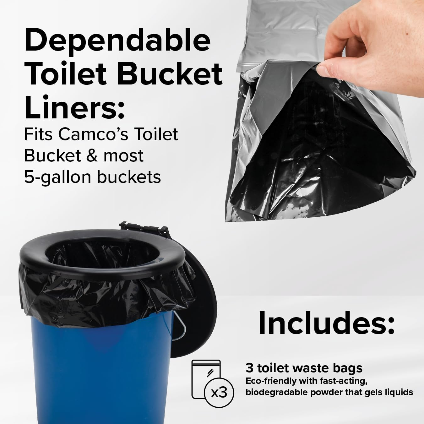 Camco Toilet Waste Bags - Durable Double Bag Design Is Leak-Proof - Inner Bag Gels Any Liquid - Great for Camping, Hiking and Hunting and More - 3 Pack (41547) image number 5