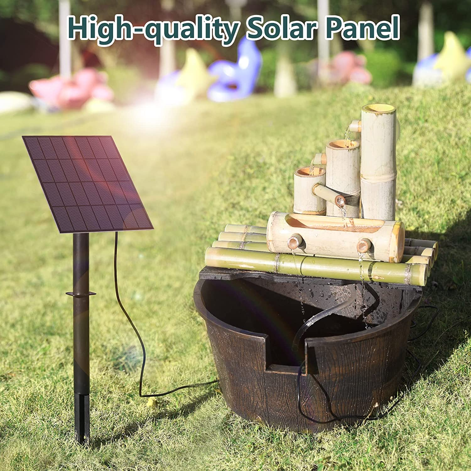 AISITIN 3.5W Solar Fountain Pump, DIY Solar Panel Fountain with 4.9FT Water Pipe Pump with 16 Nozzles Sprays Elegant Water Feature for Bird Bath, Garden Decoration, Pets Drinking and Pond image number 6