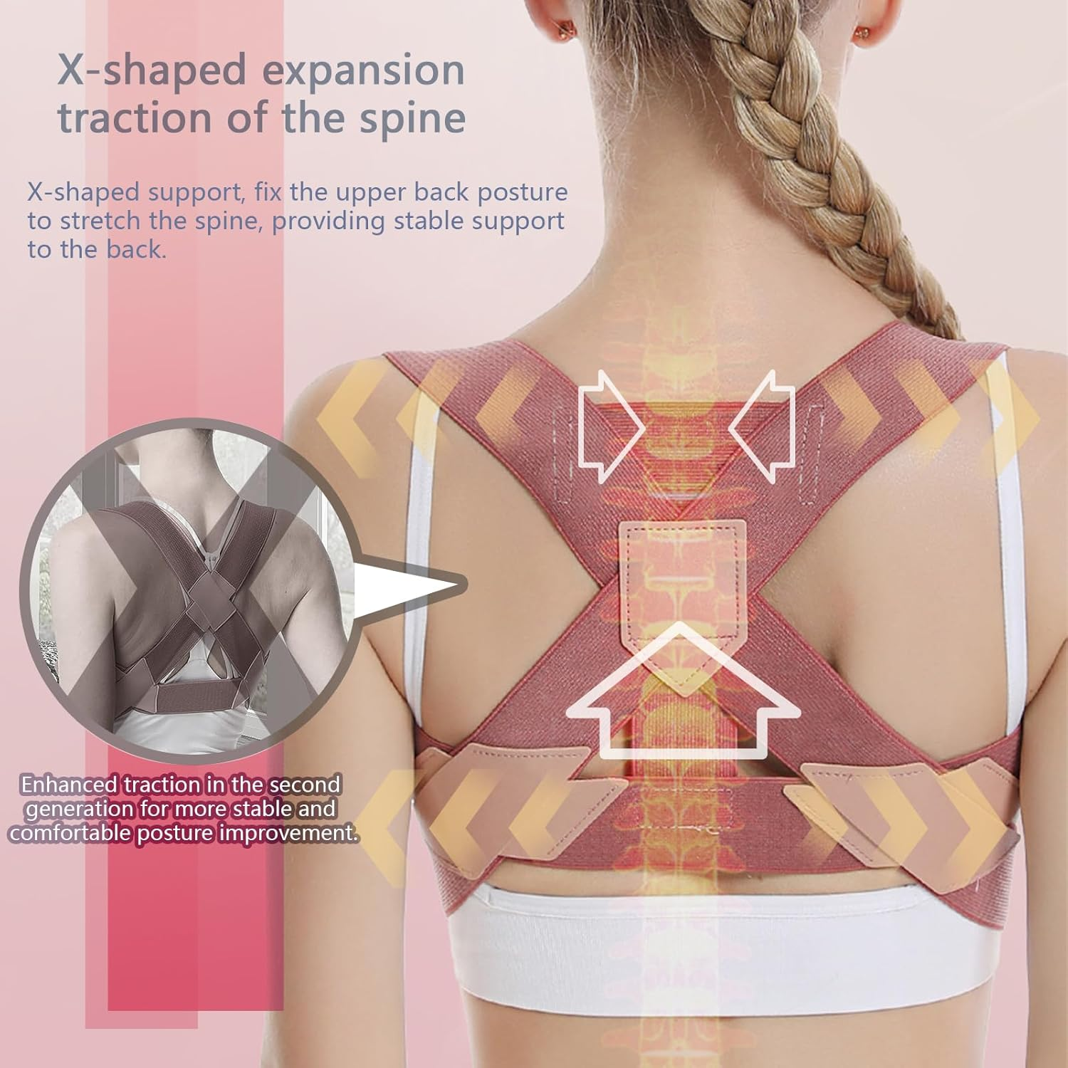 Back Brace for Women,Gather the Chest,Support the Back,Maintain an Upright Posture (Black, L) image number 4