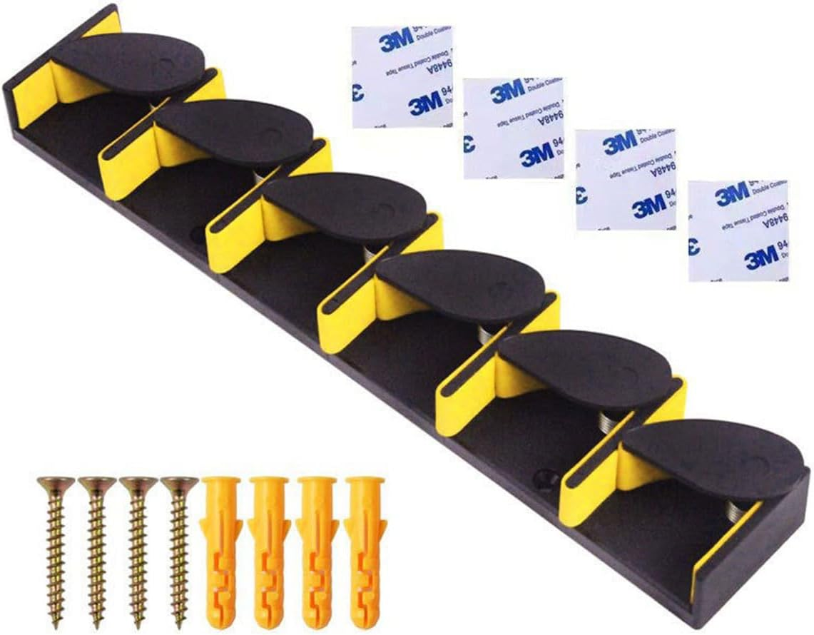 AIMALL Fishing Rod Rack, Holds 6 Rods, Snap - Design Spring Clips, 12.4&times;2.5&times;1.8In, Vertical/Horizontal Mount, Plastic Bracket for Tackle Storage