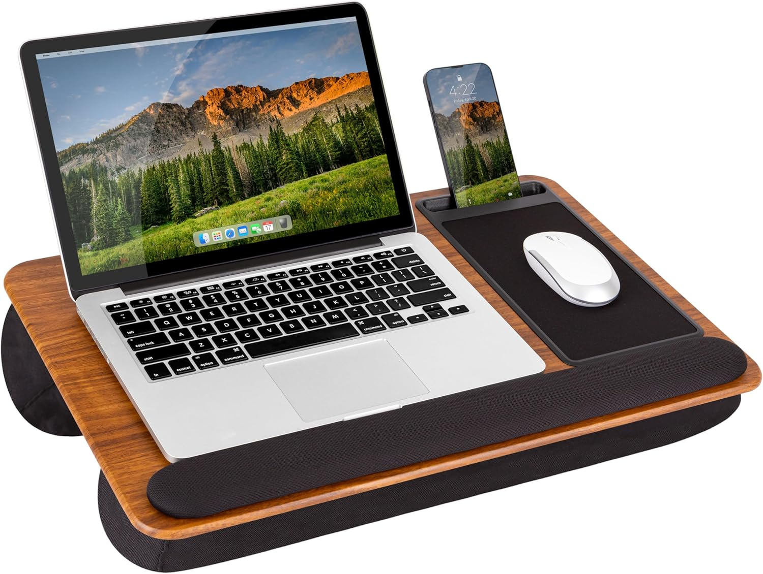 LAPGEAR Home Office Pro Lap Desk with Wrist Rest, Mouse Pad, and Phone Holder - Espresso Woodgrain - Fits up to 15.6 Inch Laptops - Style No. 91612 image number 1