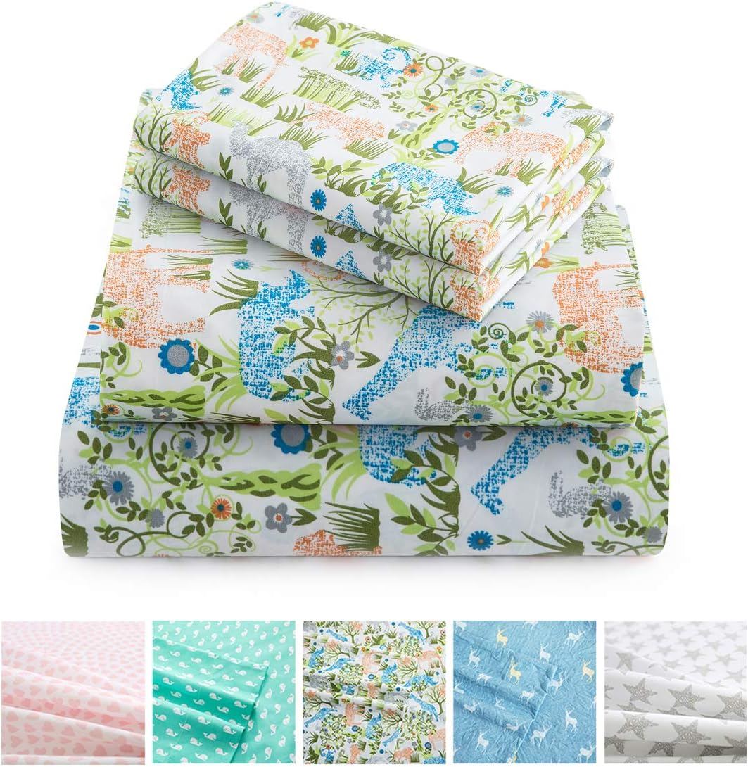 Vonty Kids Twin Sheet Set Strawberry Brushed Microfiber Bed Sheet for Boys & Girls, Ultra Soft & Easy to Wash (1 Fitted Sheet + 1 Flat Sheet + 1 Pillowcase)