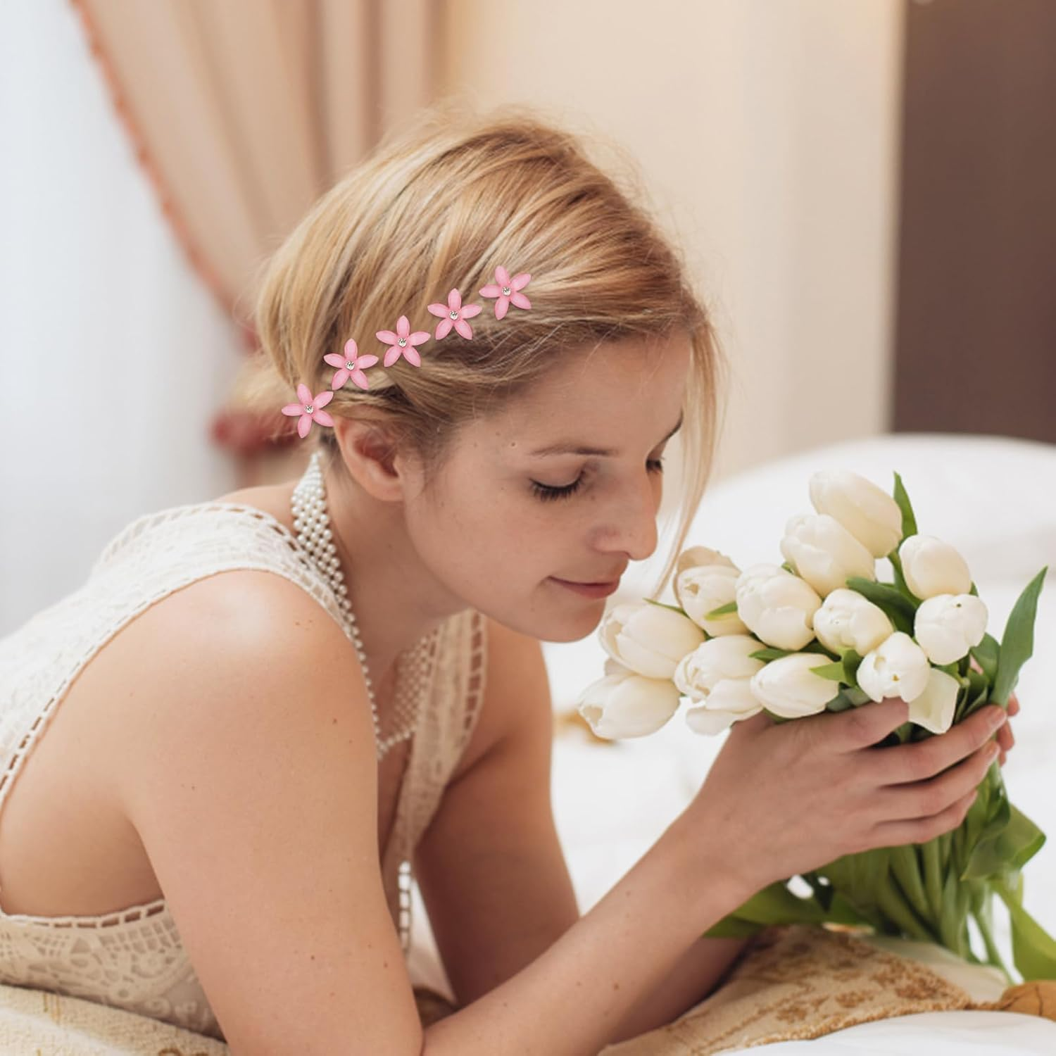 10 Pcs Mini Flower Hair Claw Clips, Flower Hairpins,Non-Slip Mini Hair Clips,Mini Hair Claws Pins, Kids Gift,Hair Accessories for Women Bridal for Girls Wedding Hair Accessories Decorative image number 1