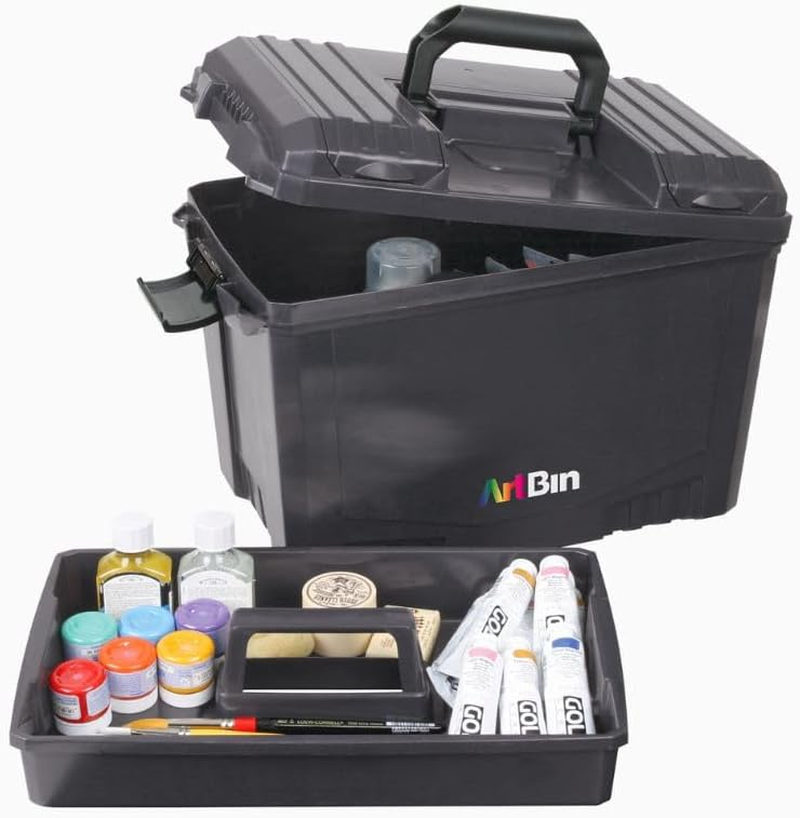 Artbin 6917AB Sidekick XL Carrying Case, Portable Art & Craft Organizer with Handle, [1] Plastic Storage Case, Black image number 1