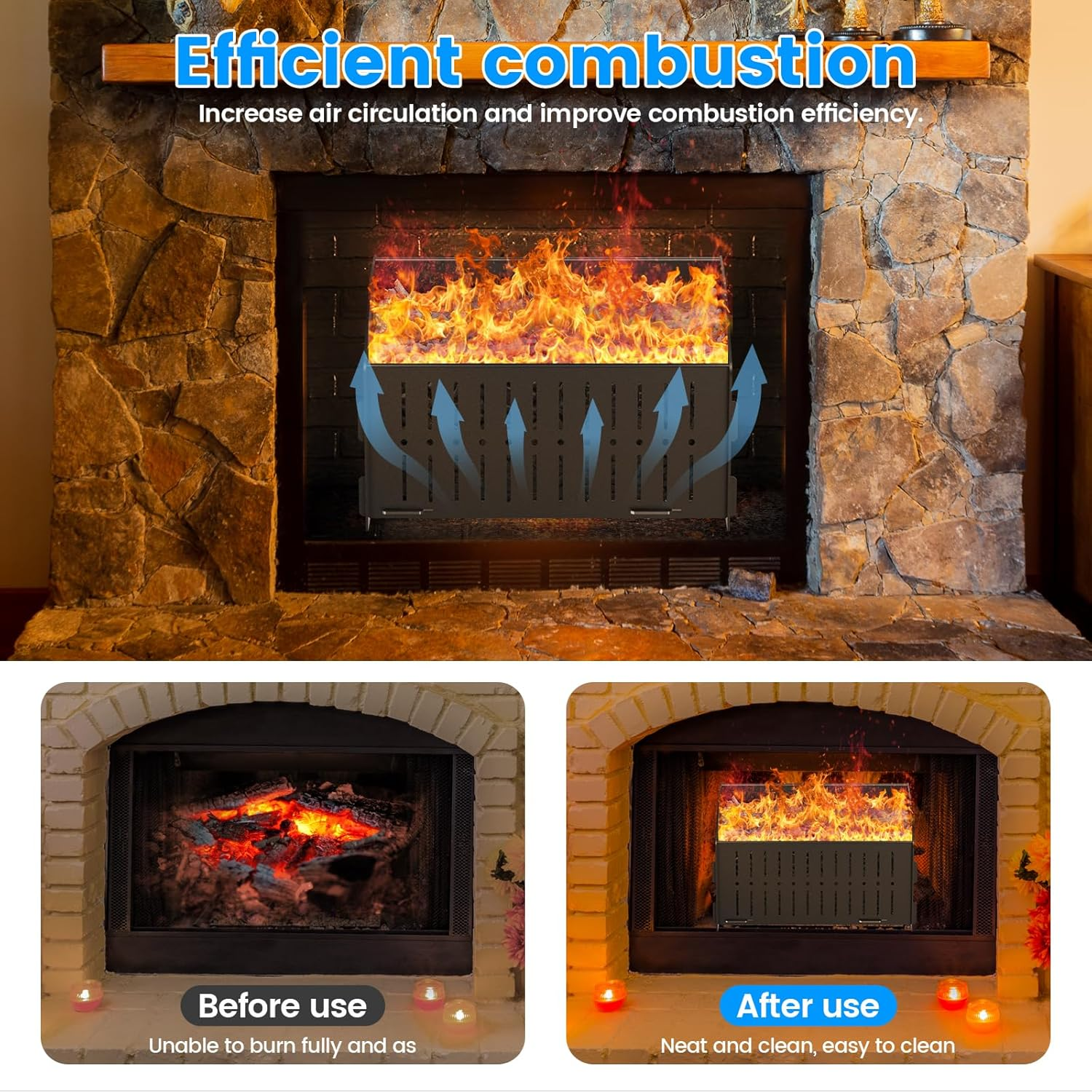 Shrivee Pellet Burning Basket, 29 &times; 20 &times; 17 Cm Portable Pellet Basket for Fireplaces and Stoves image number 4