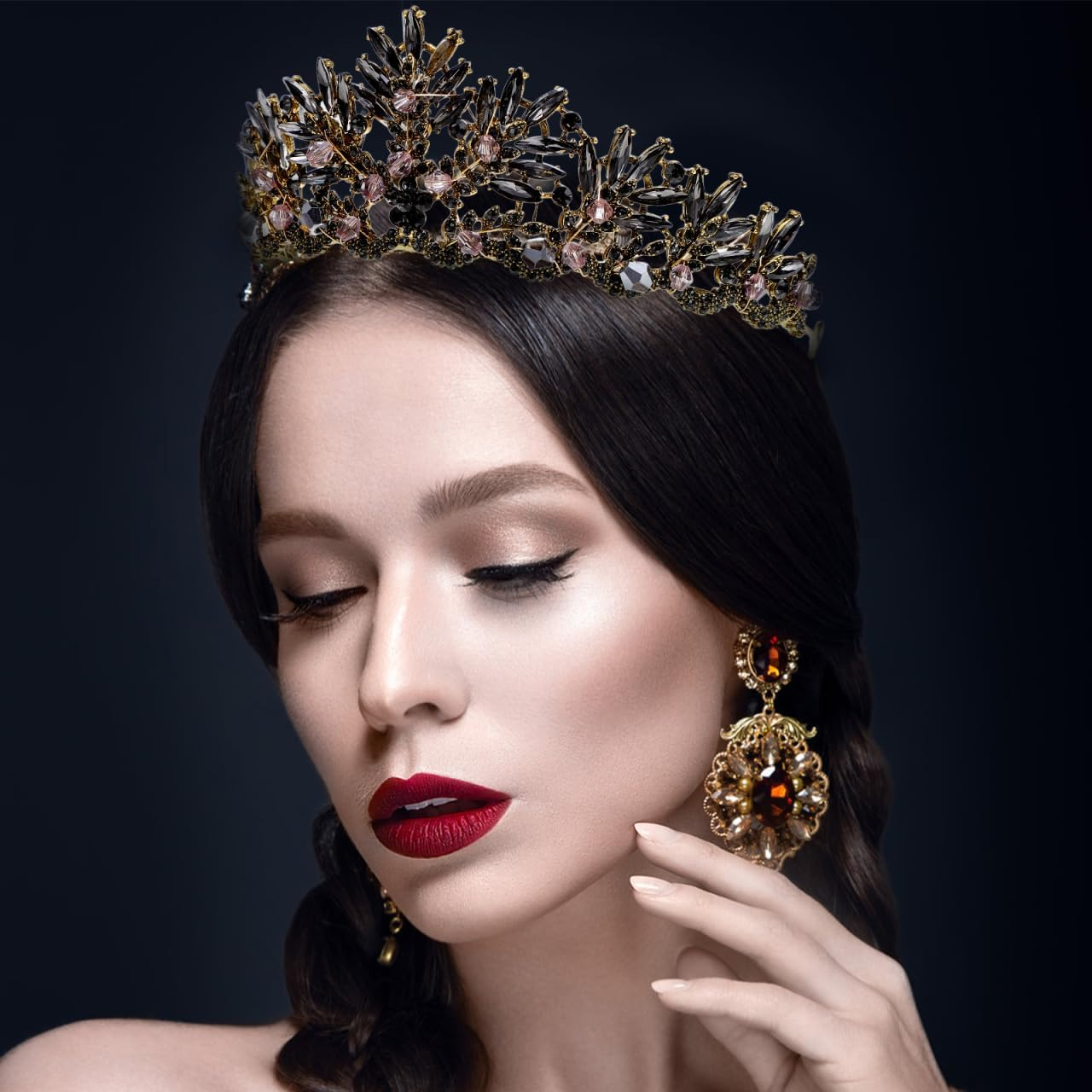 Luxshiny Bridal Hair Shining Baroque Crown for Women - Rhinestone Hair Comb Tiara Headband - Crystal Wedding Crown image number 3