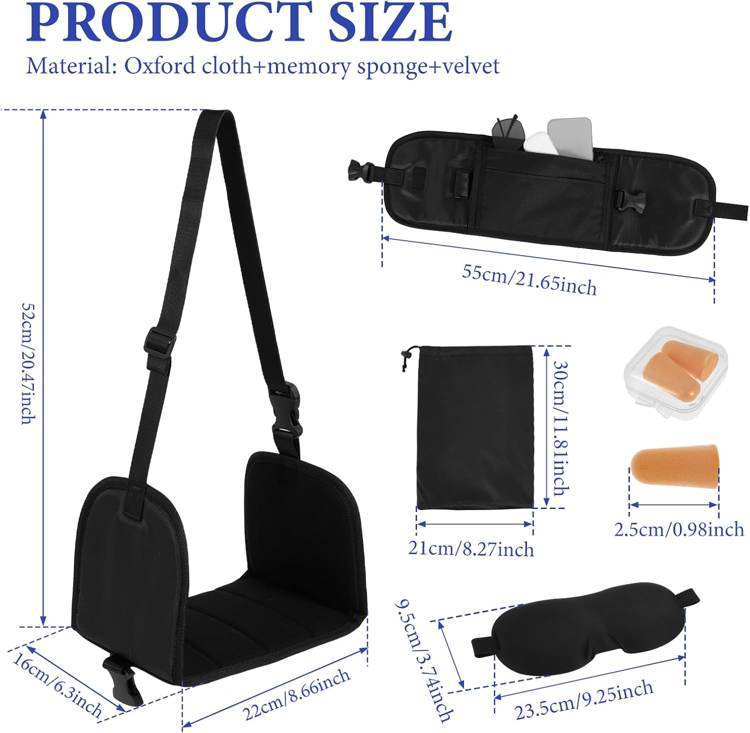 ZFLYCANP Airplane Foot Hammock with Support, Portable Base Designed Foot Hammock with Storage Bag, Perfect Foot Rest for Long Flight Plane Trip image number 2