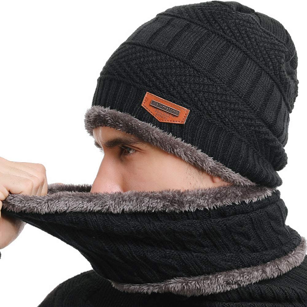 T WILKER Beanie Hat Scarf and Touchscreen Gloves Set for Men & Women Stretch Warm Fleece Lining Cap(2Pcs / 3Pcs)