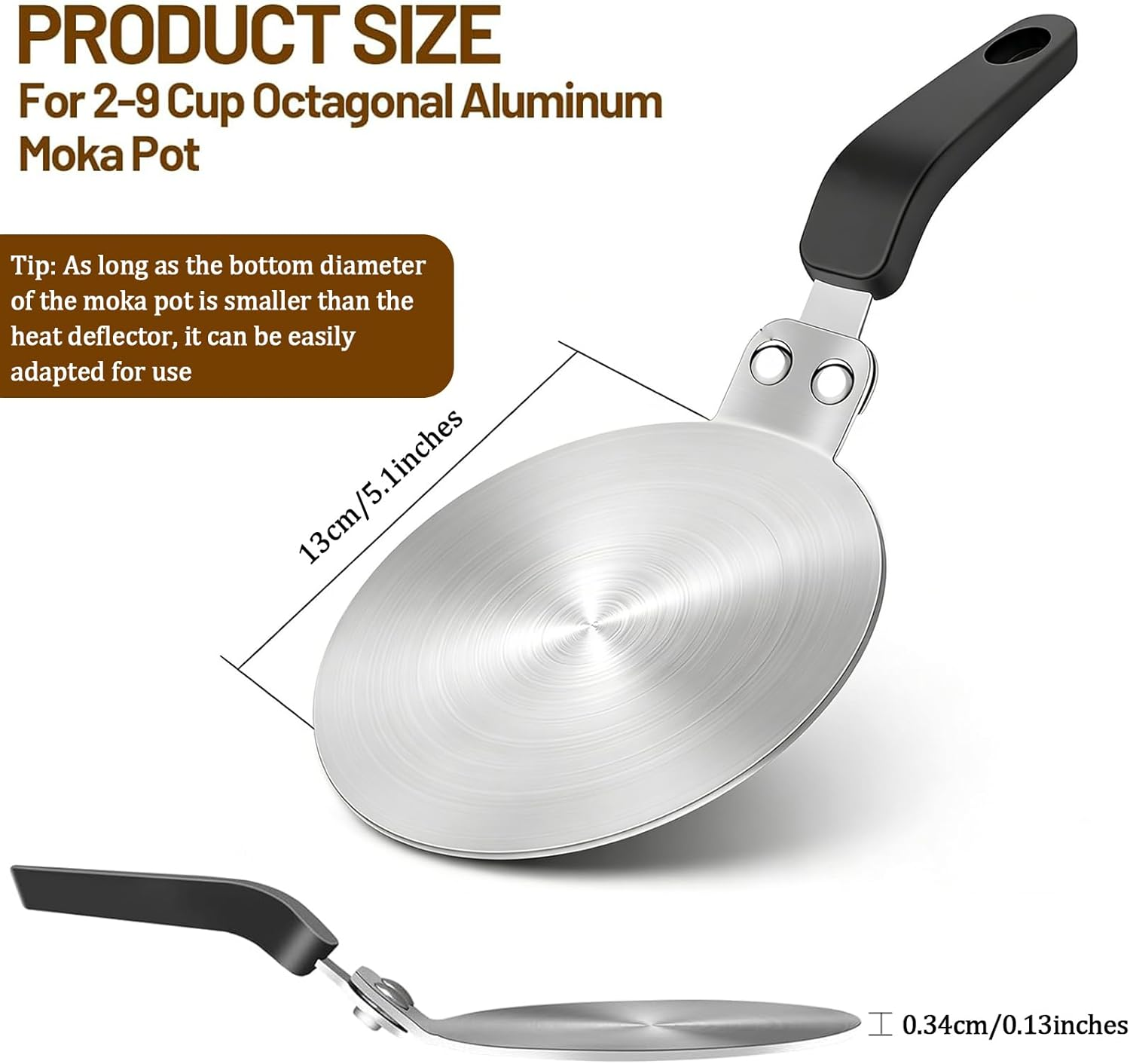 5 Inch Stainless Steel Heat Diffuser Plate - Cooktop Heat Diffuser Cooking Induction Adapter for Moka Pot & Small Cookware, Compatible with Gas & Electric Stoves image number 4