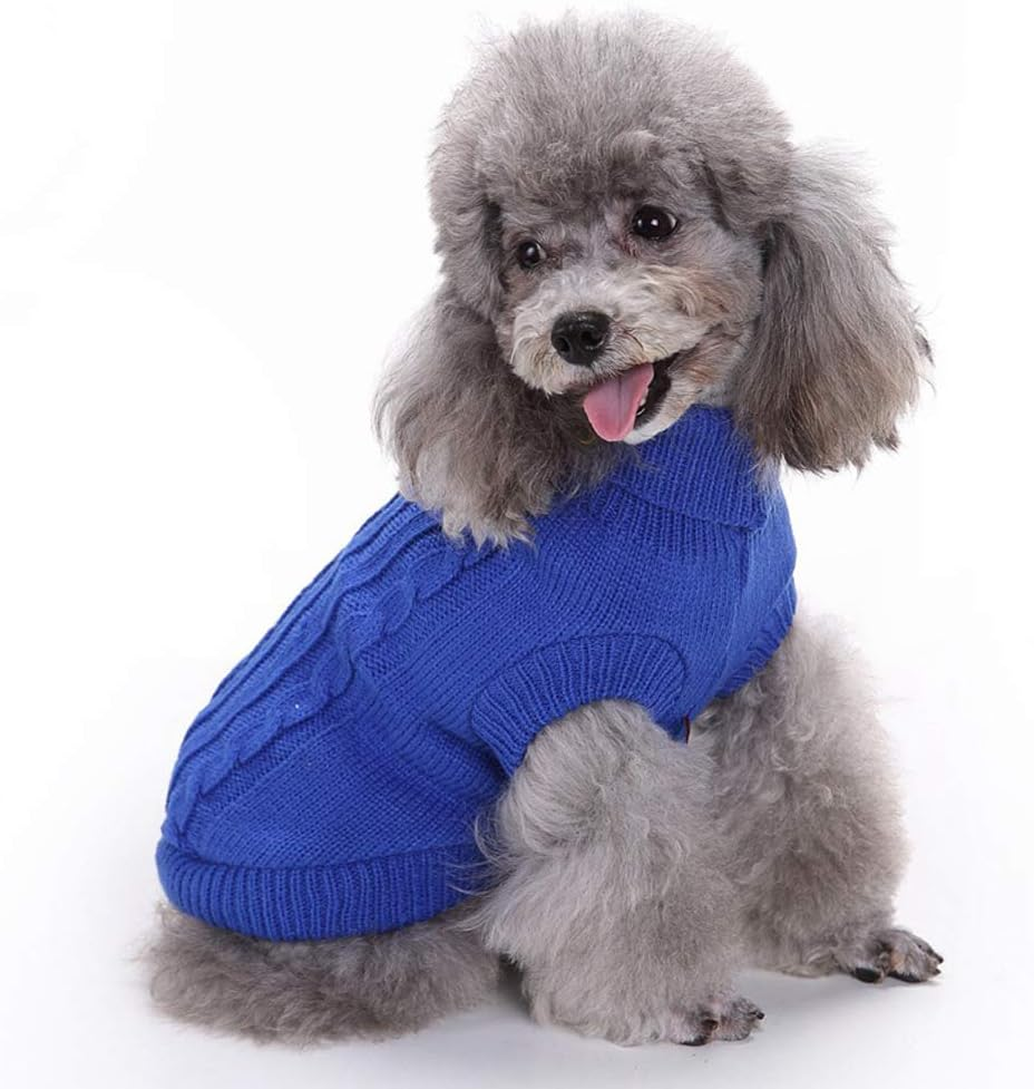Small Dog Sweater, Warm Pet Sweater, Cute Knitted Classic Dog Sweaters for Small Dogs Girls Boys, Cat Sweater Dog Clothes Coat for Small Dog Puppy Cat (3XL, Dark Blue) image number 4