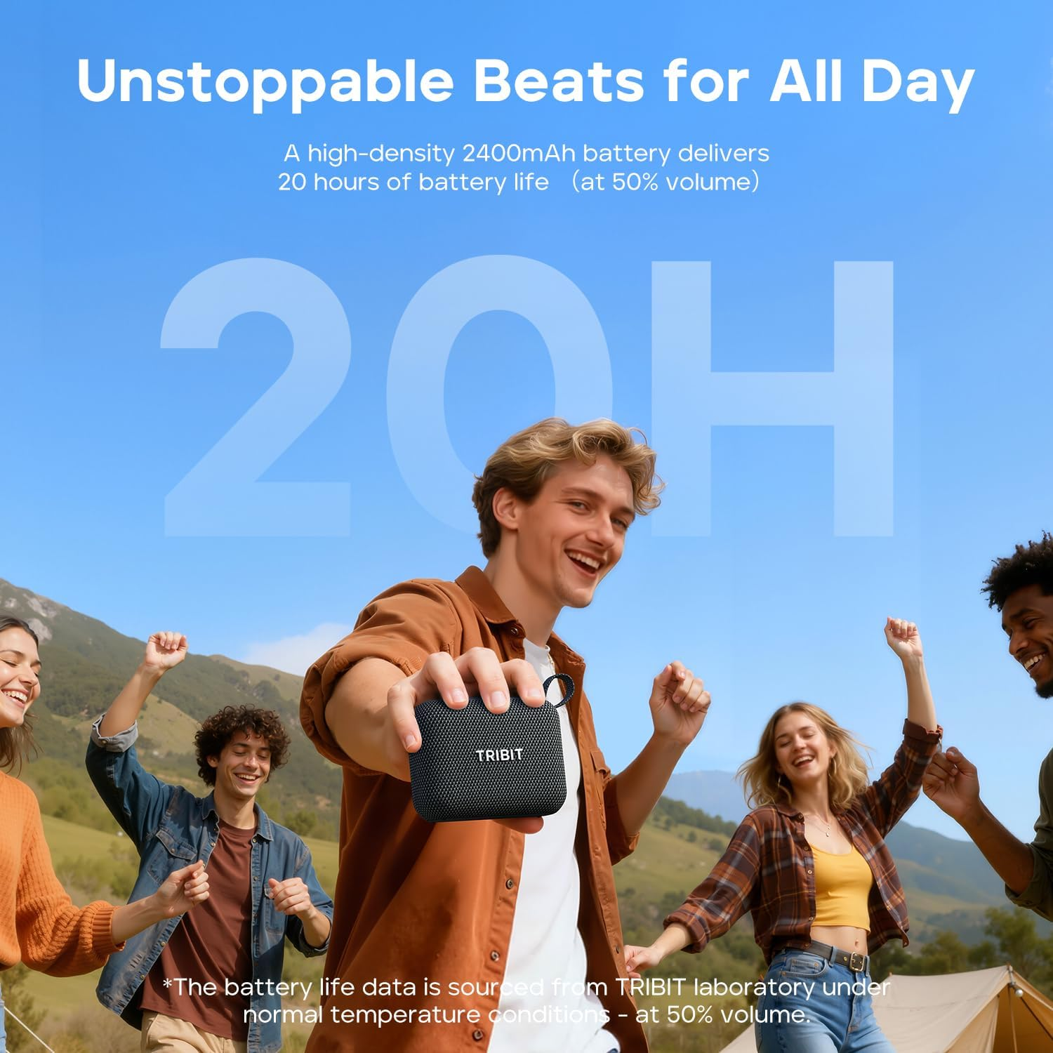 Tribit Pocketgo Portable Bluetooth Speaker, 20H Playtime, IP68 Waterproof/Dustproof, Wireless, BT6.0, Shower, Powerful Sound, Custom EQ, TWS, Support TF Card, Floatable, Type-C, Travel/Outdoors/Home