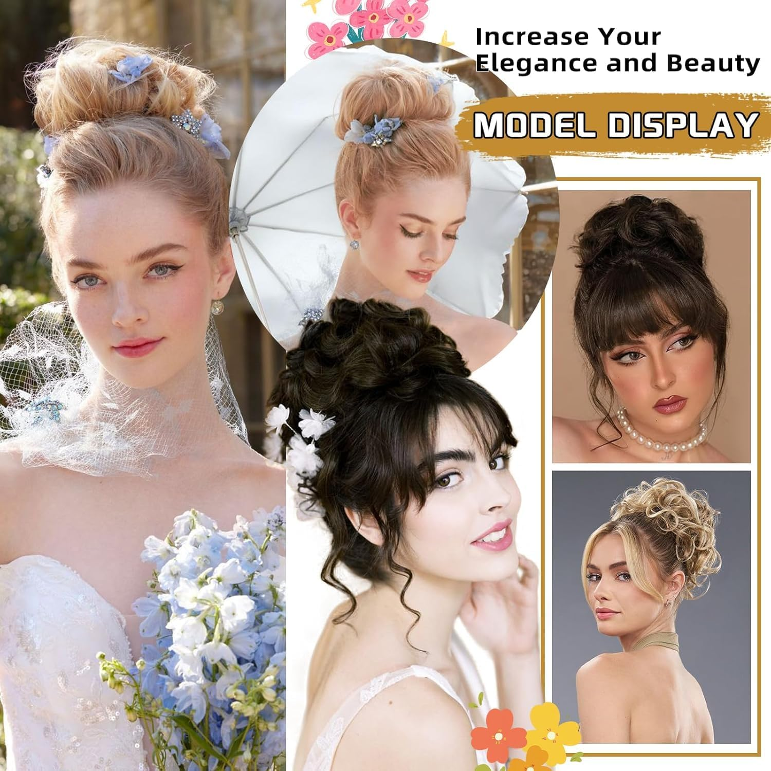 1PCS Messy Hair Bun Hair Scrunchies Extension Curly Wavy Messy Synthetic Chignon for Women Updo Hairpiece(Color:8#) image number 5