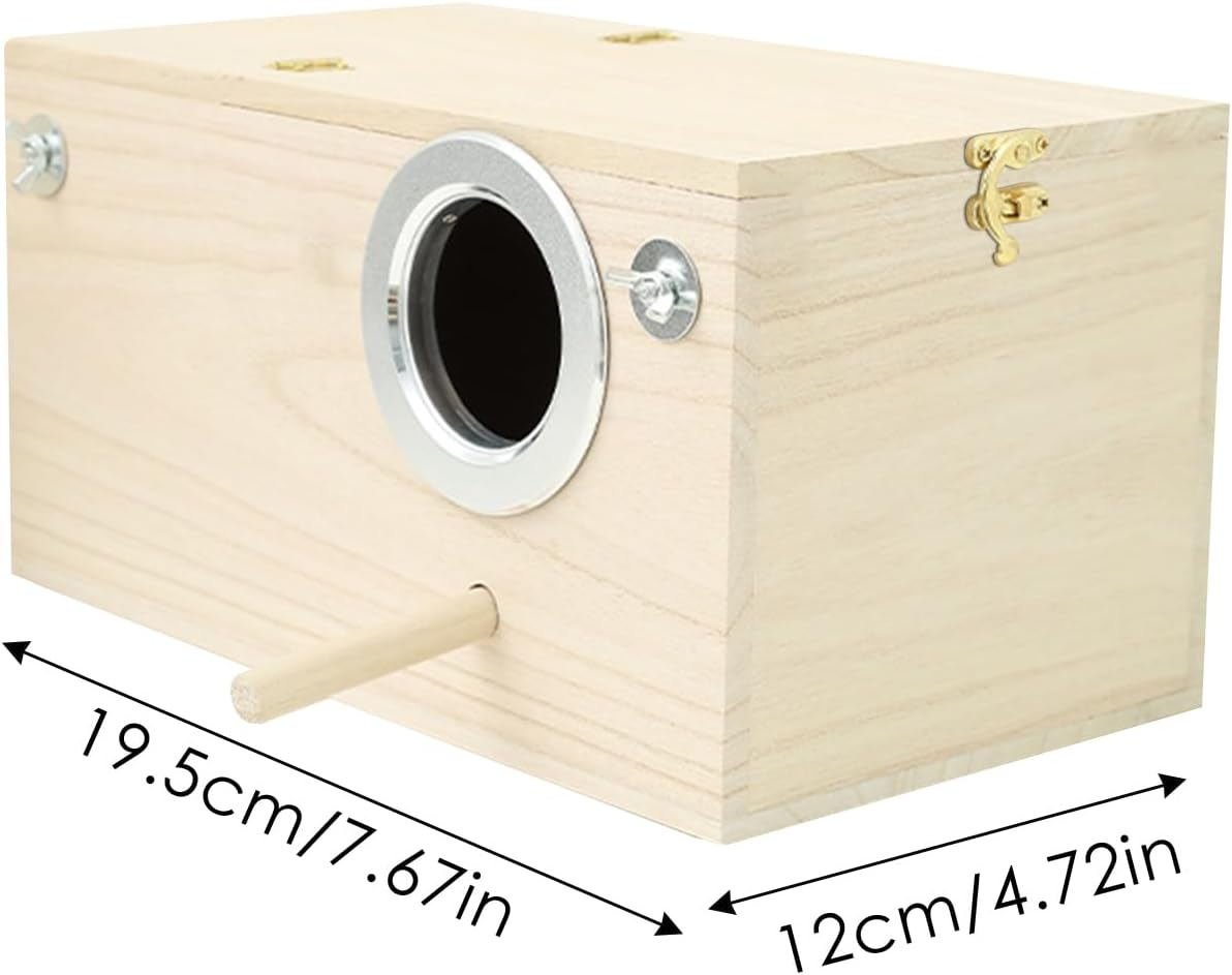 Budgie Nesting Box - Bird Nest Box for Budgie | Wooden Nesting Breeding House | Nesting Boxes for Birds with Perch Stand, Bird Cage Mating Box for Budgie Finch Cockatiel Conure image number 6