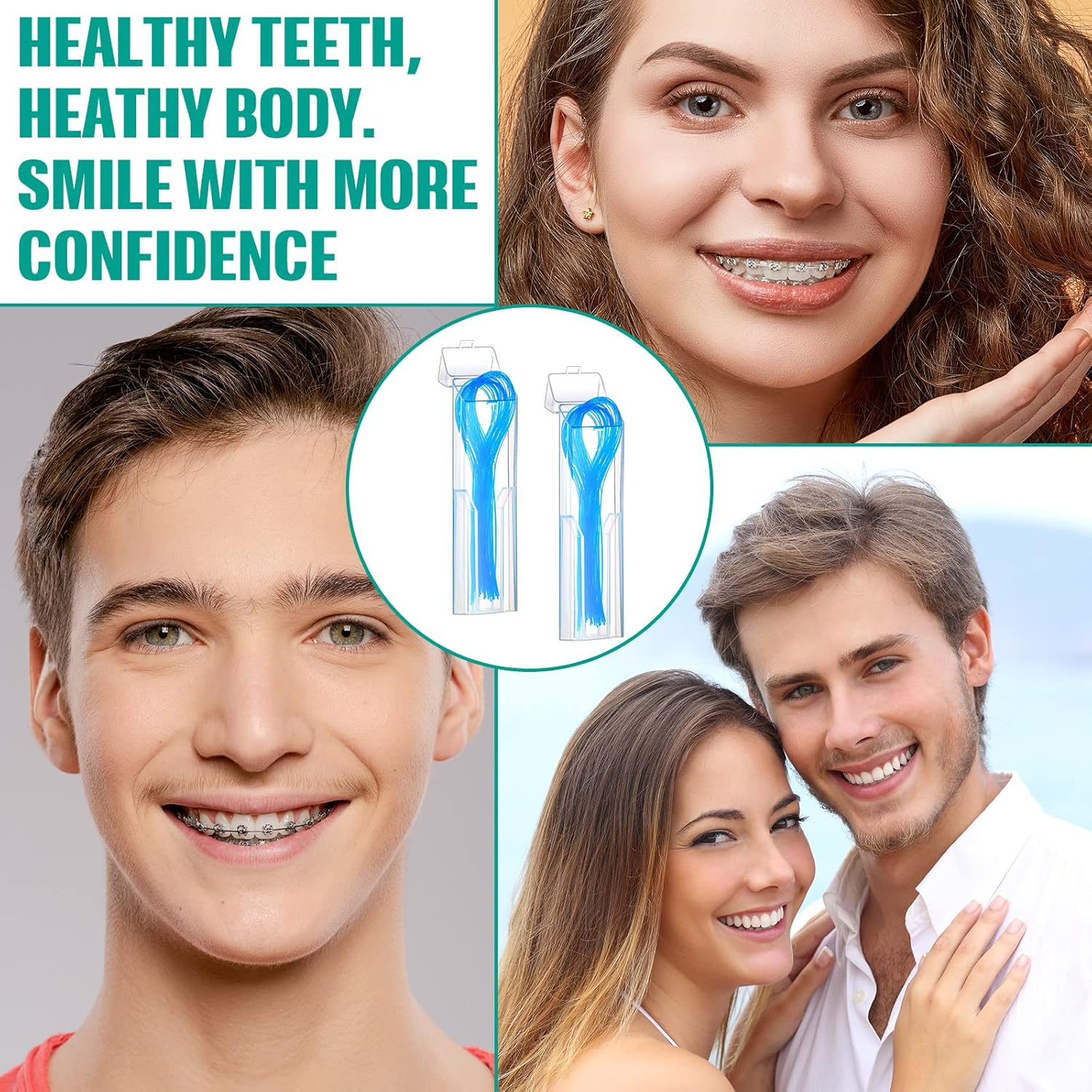 1000 Pcs Floss Threaders for Braces, Bridges, and Implants Dental Threader, Multifunctional Nylon Loop Design for Your Teeth, Pack of 20 (Blue) image number 3