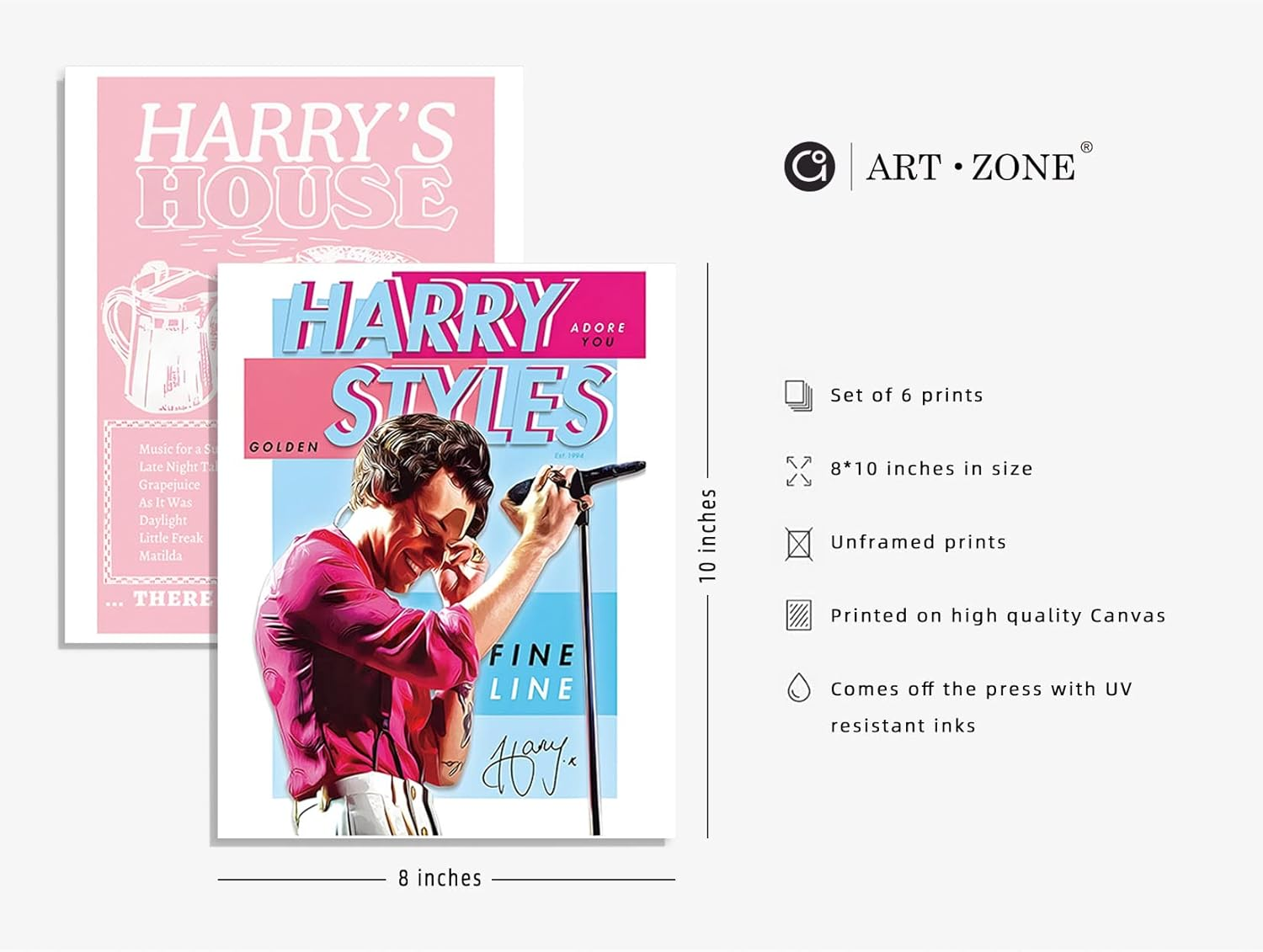 A ART&middot;ZONE Star Poster Gifts 8X10 Canvas Prints Unframed Set of 6 Music Posters for Room Aesthetic Wall Decor Taylor Swift Poster Canvas Wall Art C/ Pink image number 4