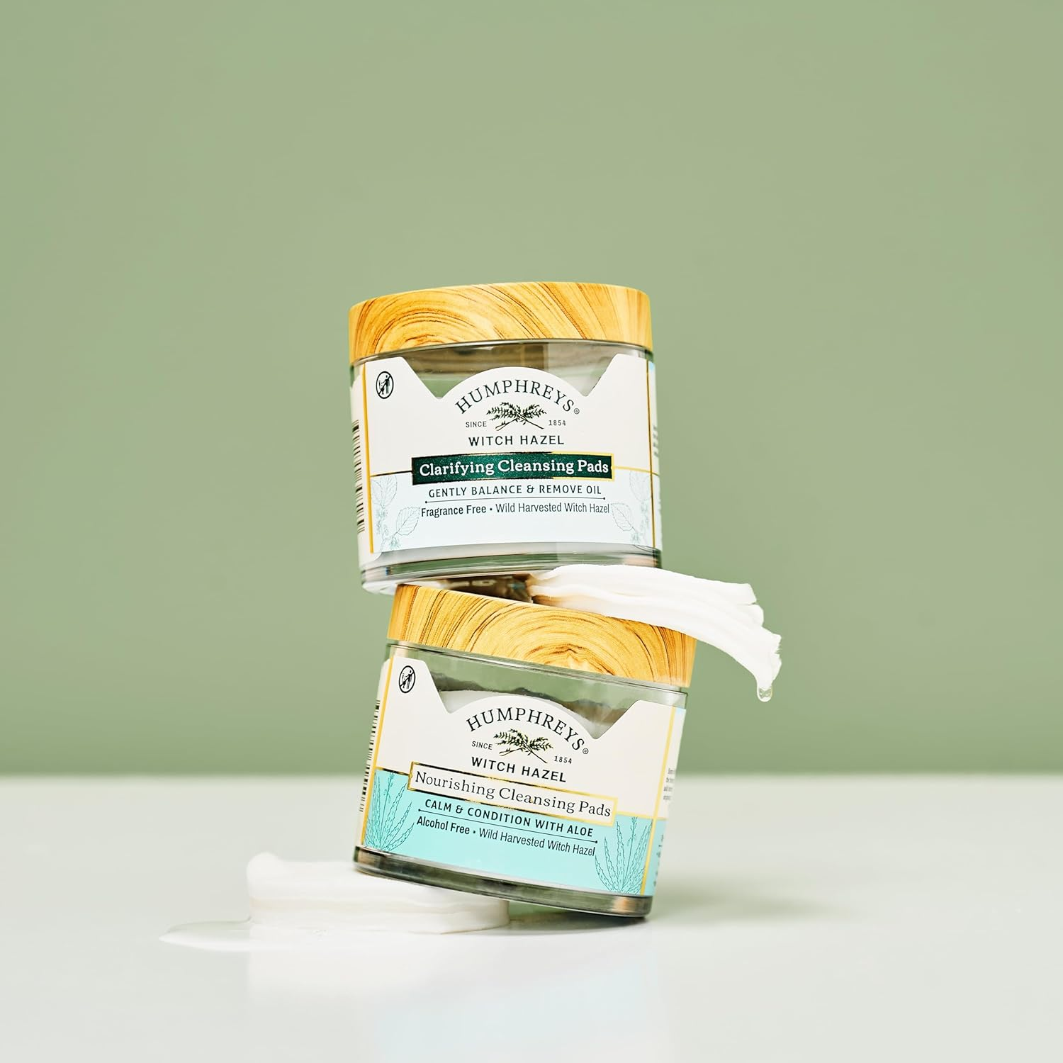 Humphreys Witch Hazel Nourishing Cleansing Pads | Wild Harvested Witch Hazel & Aloe | Hydrating, Natural Alcohol-Free Formula | 60 Rounds image number 5