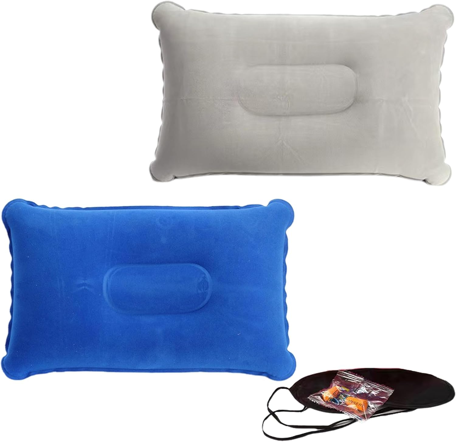 YSHIGUING 2Pcs Inflatable Pillow 34 * 22Cm, Soft Portable Beach Sunbed Pillow Air Inflatable Neck Pillow Water Resistant for Traveling Outdoor Fishing Airplane (Pink and Sky Blue)