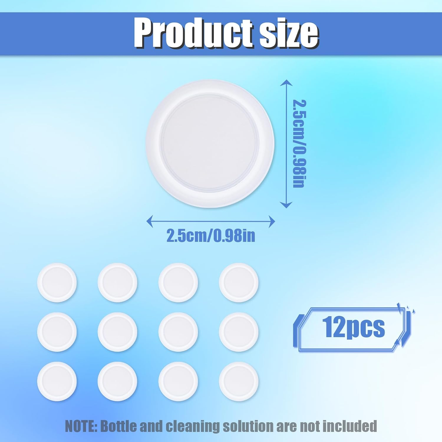 12Pcs Refillable Bottle Cap Silicone Gasket for Swiffer Wet Jet Mop Cleaning Solution, DIY Reusable Bottle Refill Container Leakproof Household Cleaning Supplies