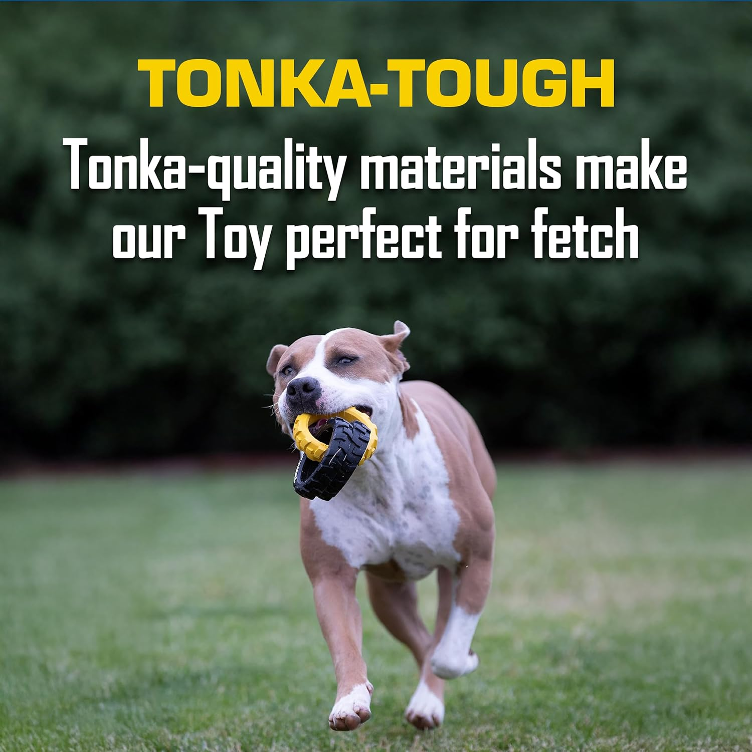 Tonka Rubber 3-Ring Tug Dog Toy, Lightweight, Durable and Water Resistant, 10.5 Inches, for Medium/Large Breeds, Single Unit, Yellow/Black image number 3