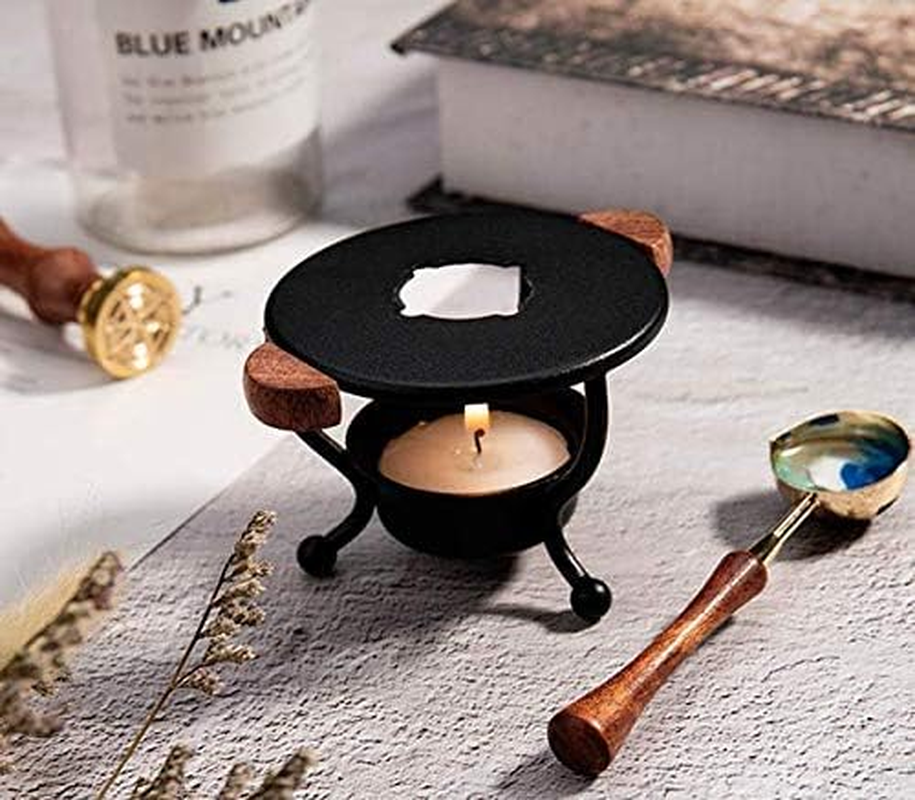 Wax Seal Warmer Wax Seal Stamp Set with Sealing Wax Furnace Tool, Wax Stamp Spoon for Melting Wax Seal Beads or Sealing Wax Sticks, Wax Seal Spoon Holder for Wedding Wax Envelope Seal Stamp image number 3