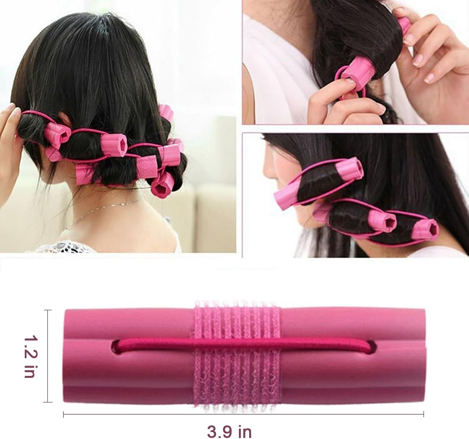 Heatless Hair Curler, Overnight Blowout Rods,Rollers Hair Curlers,Soft Heatless Rod for All Hair Types, Hair Styling Curling Tools DIY Hair Curlers for Women Gifts(Pink) image number 3