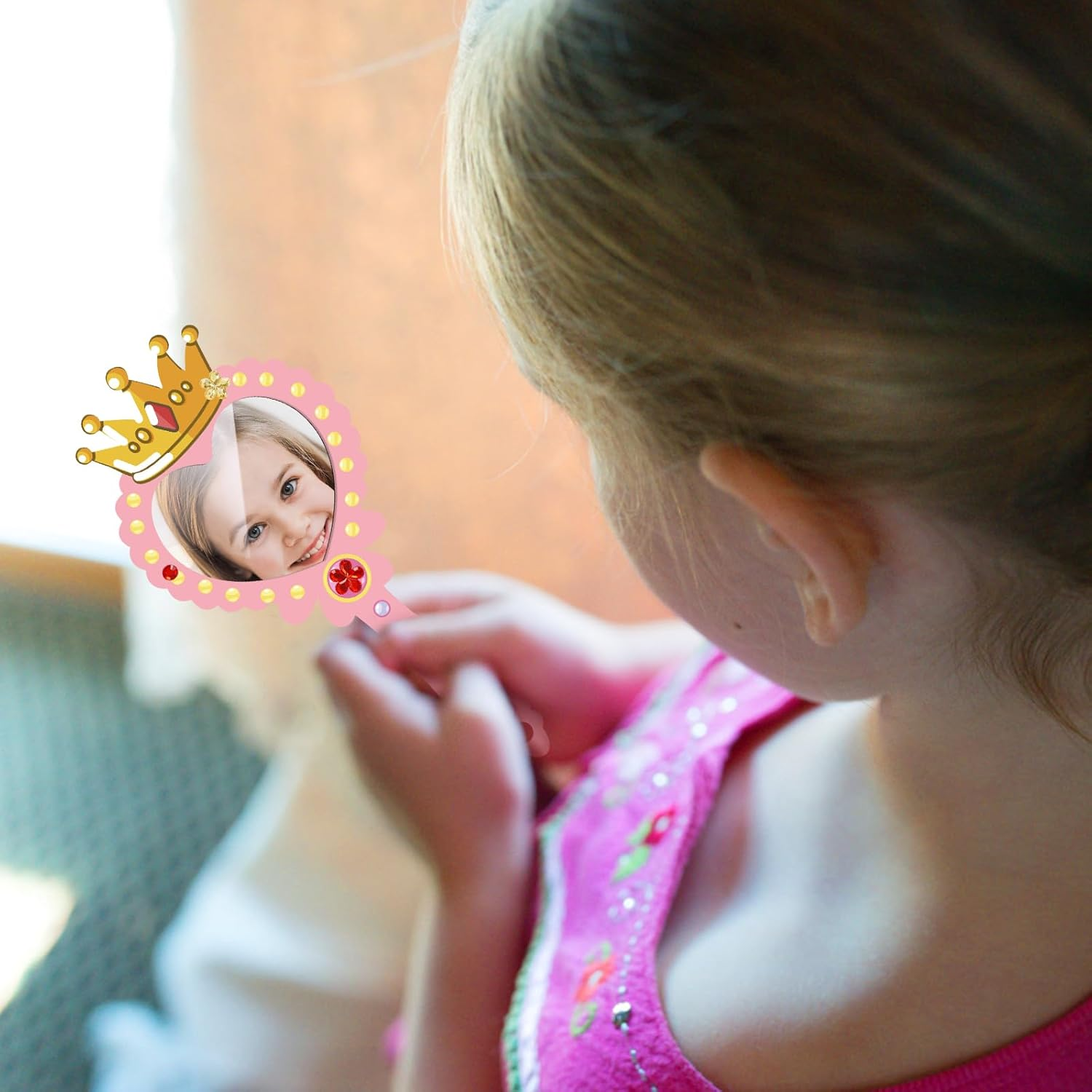 Fennoral 12 Pack Wooden Mirror Craft for Kids Decorate You Own Princess Mirrors for Girls DIY Paint Wooden Hand Mirror for Art Activities Birthday image number 3