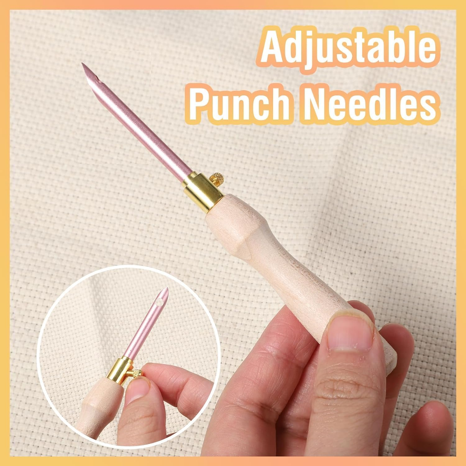 Yeanifeana 18 Piece Punch Needle Kit for Beginners - Adjustable Wooden Punch Needle Tool, Embroidery Punch Needle Starter Kit with Needle Threaders & Yarn, Perfect DIY Craft for Adults image number 1