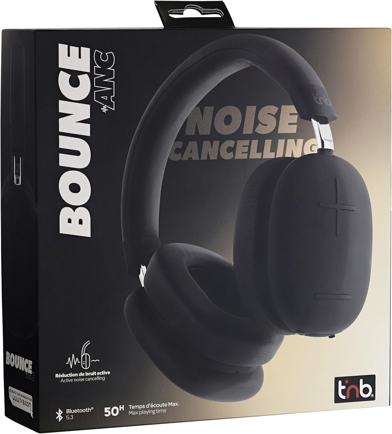 T'Nb - Wireless Bluetooth Headphones with Active Noise Cancellation, Circumaural, Comfortable and Comprehensive, Stereo Sound with Built-In Microphone, up to 50 Hours Battery Life - Black image number 5