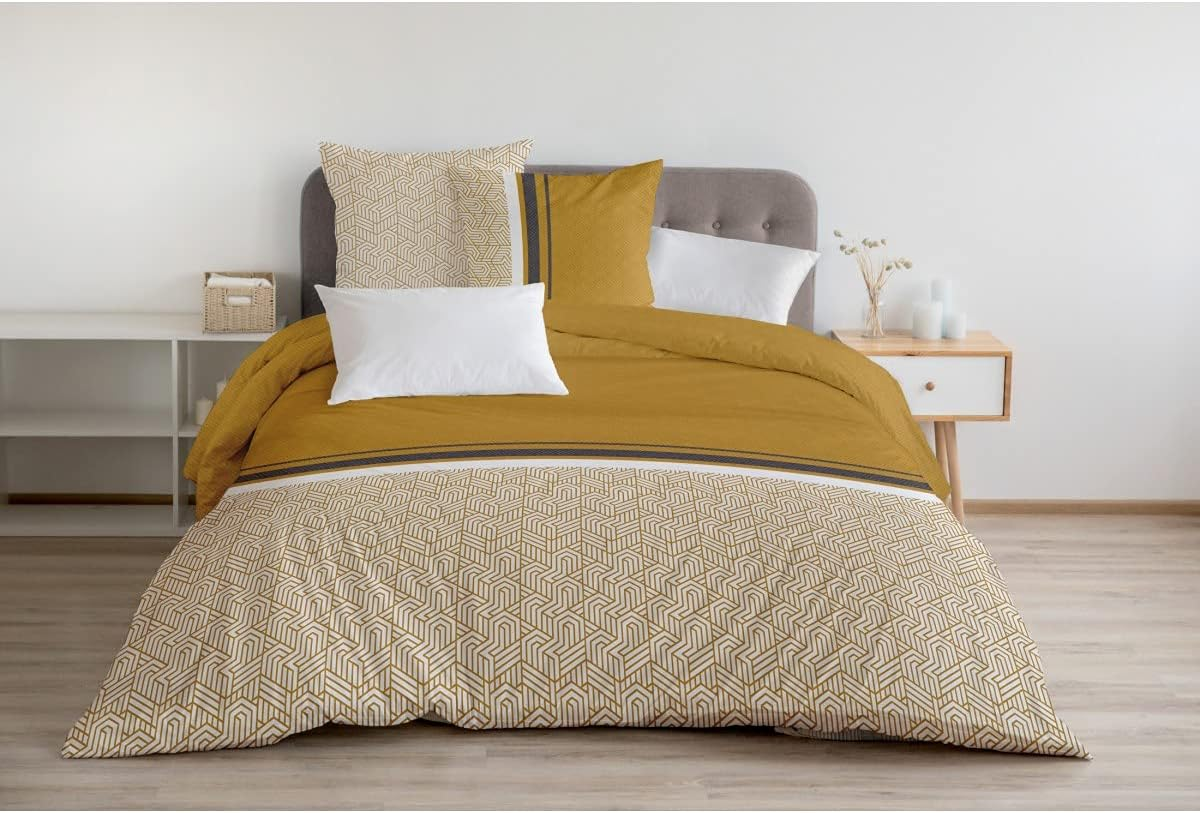 Home Linge Passion 3-Piece Bedding Set 220 X 240 Cm 100% Cotton 57 Thread Count Tilt Fir Celadon (HP-62558)