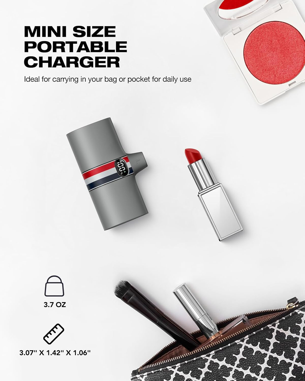 Mini Power Bank for Iphone, 20W Fast Charging Portable Charger with Foldable Stand, Battery Pack for Iphone 14,12,11,Xr,X,8,7,Airpods Pro - Grey image number 6