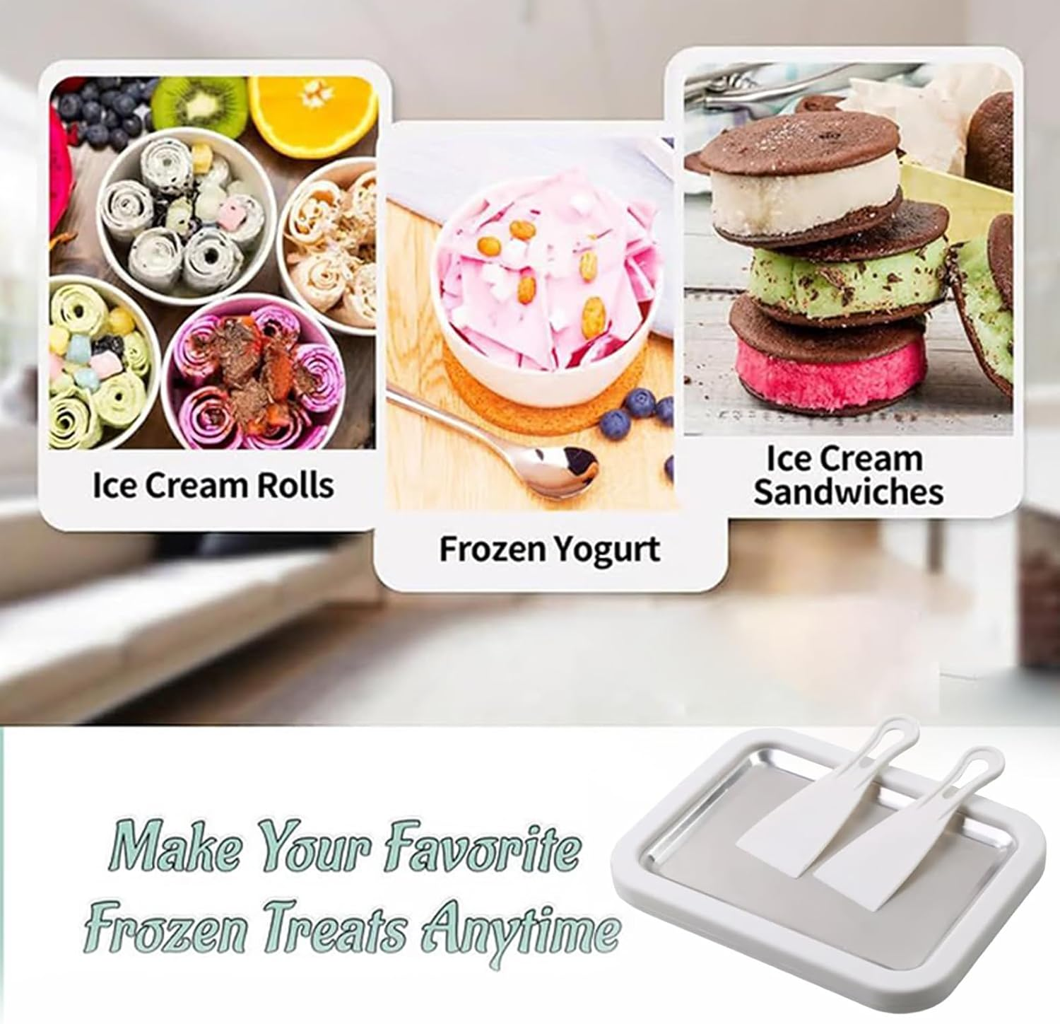 Meindin Instant Ice Cream Maker - Portable Kitchen Gadgets | Rolled Ice Cream Machine with 2 Scrapers,For Party Gatherings Picnic Camping Yogurt Sorbet Home Kitchen Family Kids - Pink image number 7