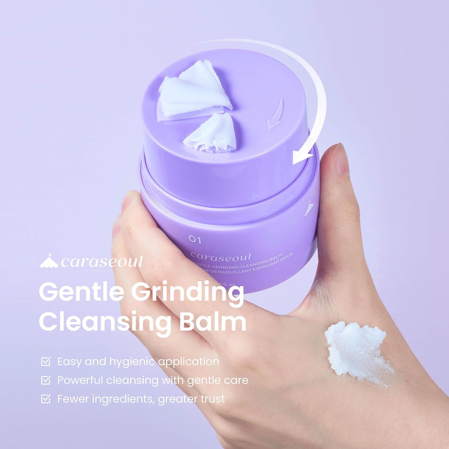 Caraseoul Gentle Grinding Cleansing Balm Makeup Remover with BHA Salicylic Acid & Bakuchiol, Vegan, Non-Greasy Texture, Cleansing Oil Travel Size, Korean Skin Care, for All Skin Type (50Ml/1.69 Fl.Oz) image number 4