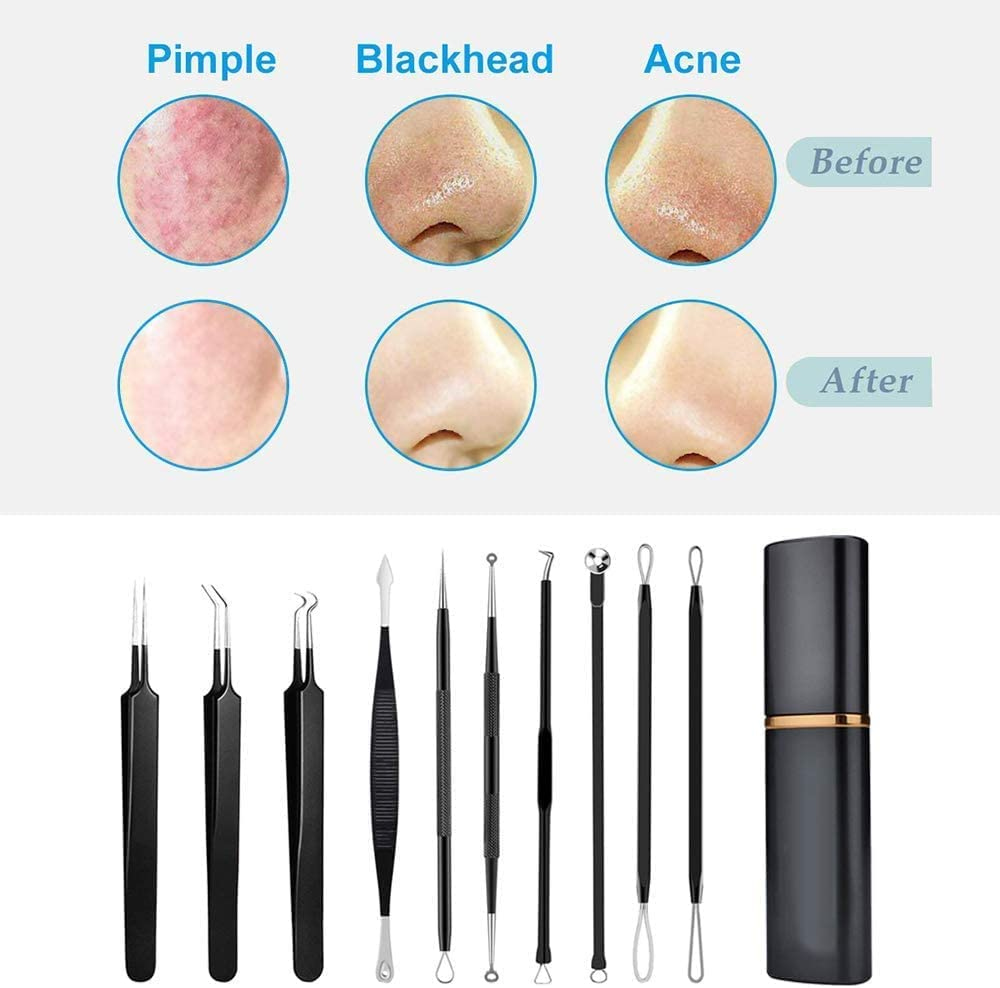 Pimple Popper Tool- WAYAOFEI 10 Pcs Professional Pimple Comedone Extractor Tool Acne Removal Kit -Treatment for Pimples, Blackheads, Blemish, Zit Removing, Forehead and Nose image number 1