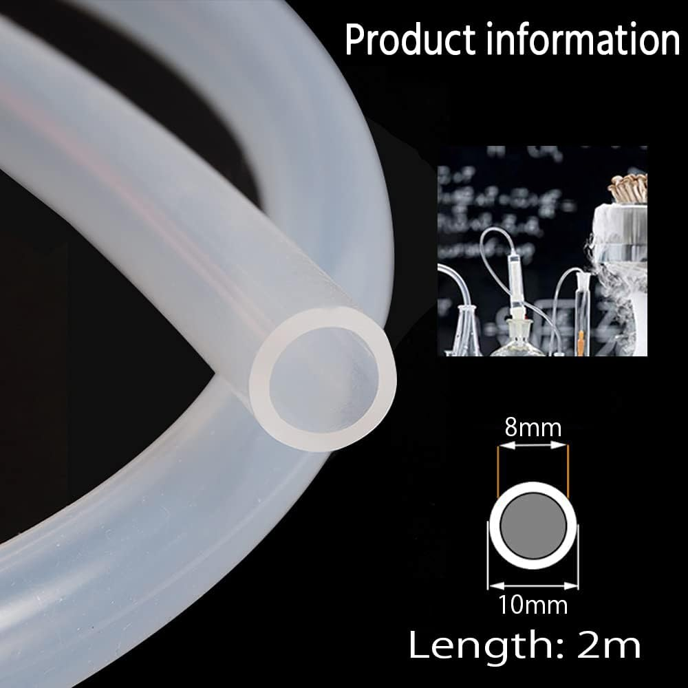 Silicone Tubing 8Mm ID X 10Mm OD Food Grade High-Temperature Pure Silicone Hose Tube Clear Pipe for Home Brewing Air and Liquid Transfer (Length 2 Meter) image number 2
