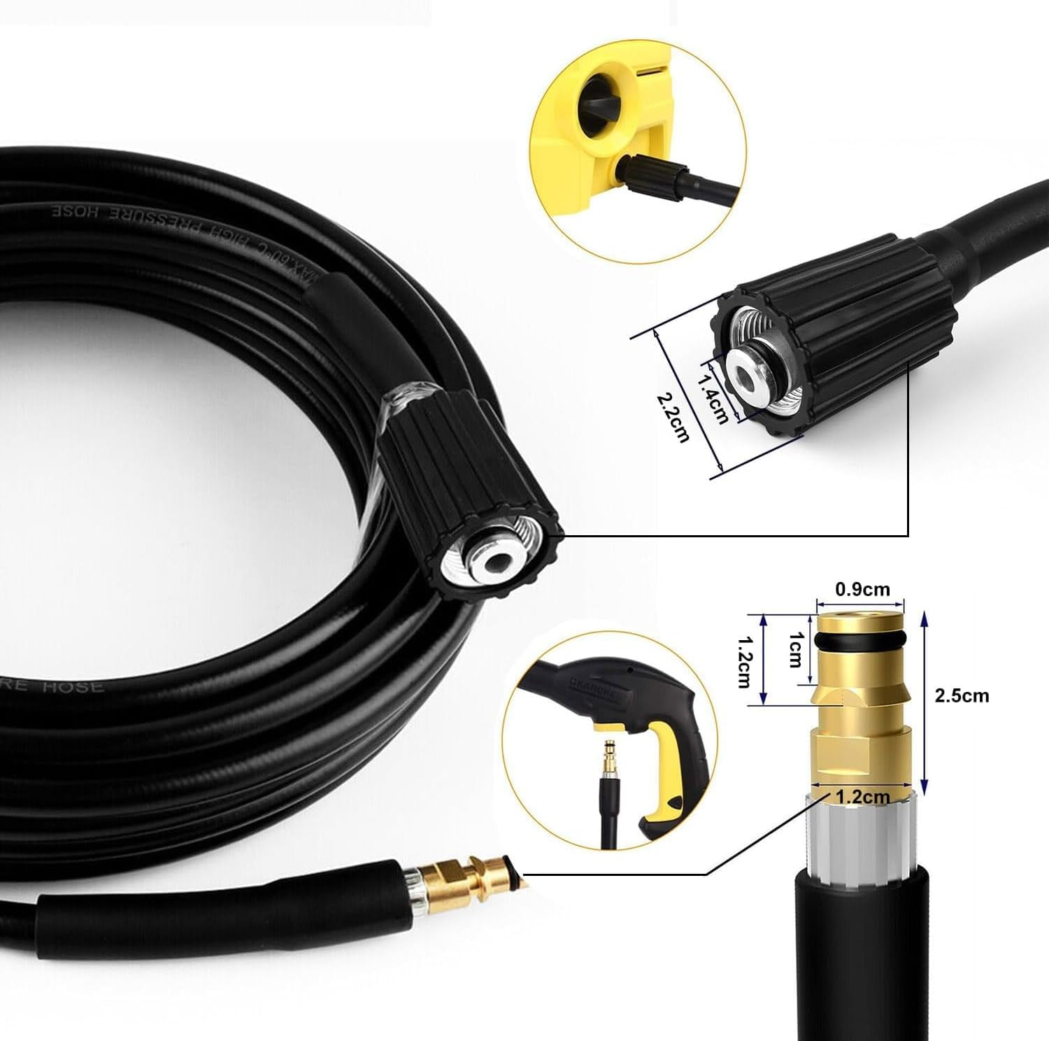 Pressure Washer Hose, High Pressure Extension Hose Pipe Compatible with Karcher K Series K2, K3, K4, K5, K7, High Pressure Washer Replacement Hose, 10M image number 5